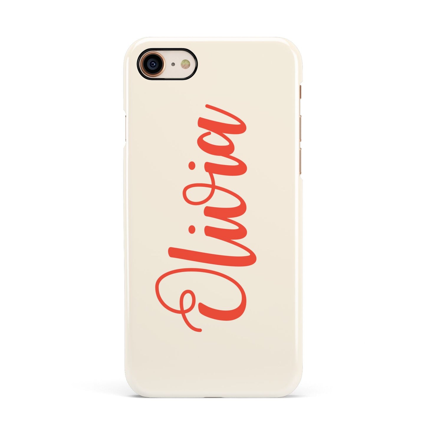 Personalised Cream Red Name Apple iPhone 7 8 3D Snap Case