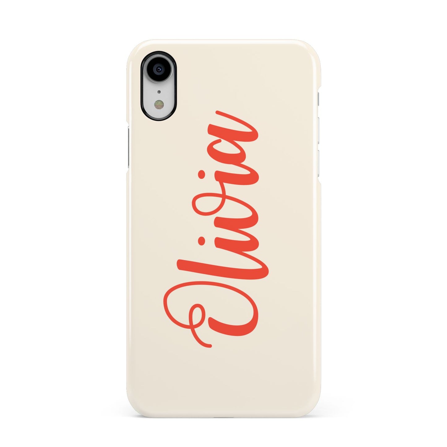 Personalised Cream Red Name Apple iPhone XR White 3D Snap Case