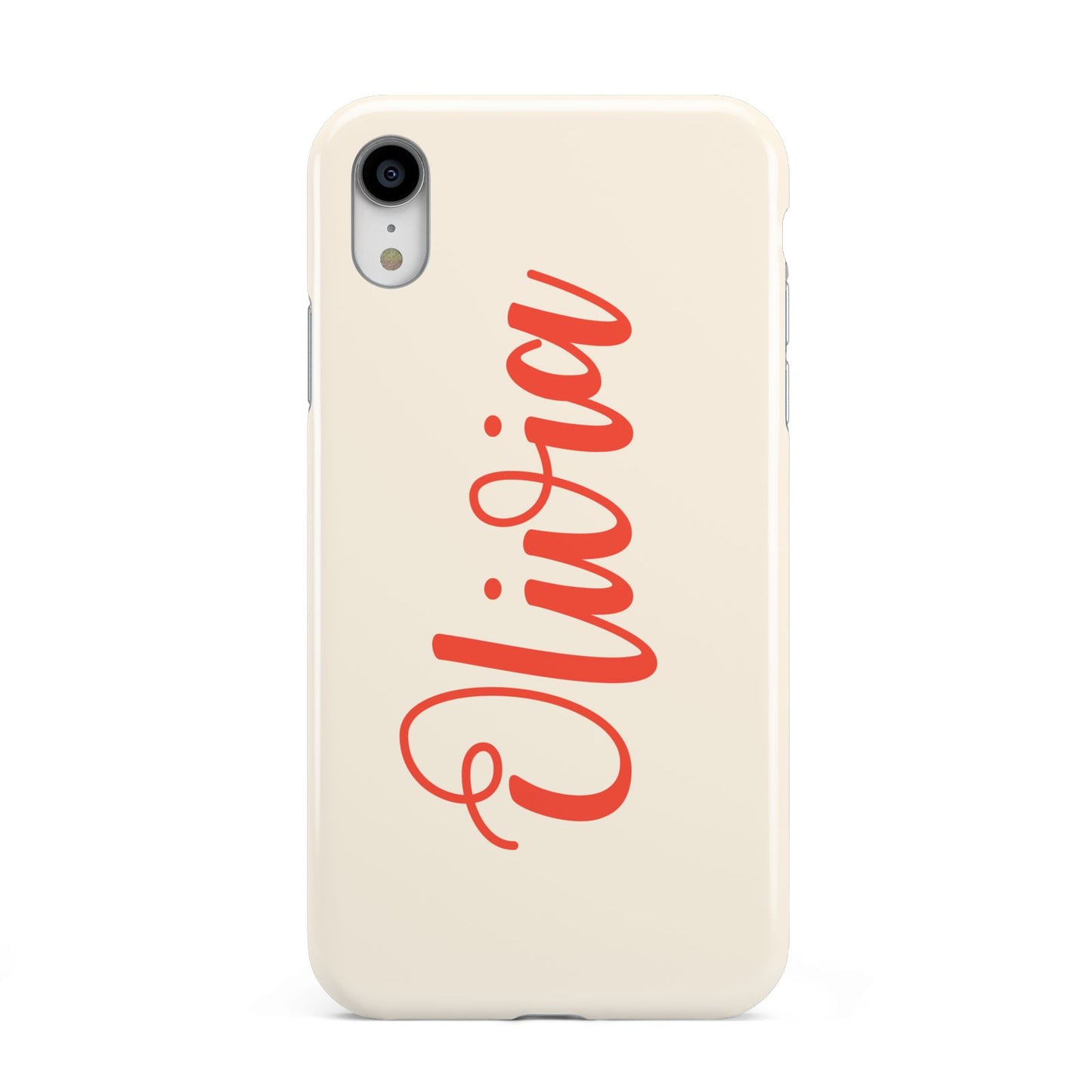 Personalised Cream Red Name Apple iPhone XR White 3D Tough Case