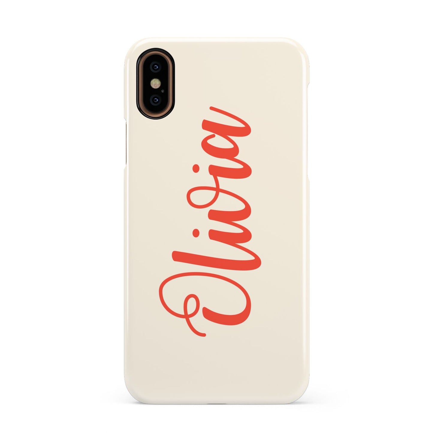 Personalised Cream Red Name Apple iPhone XS 3D Snap Case