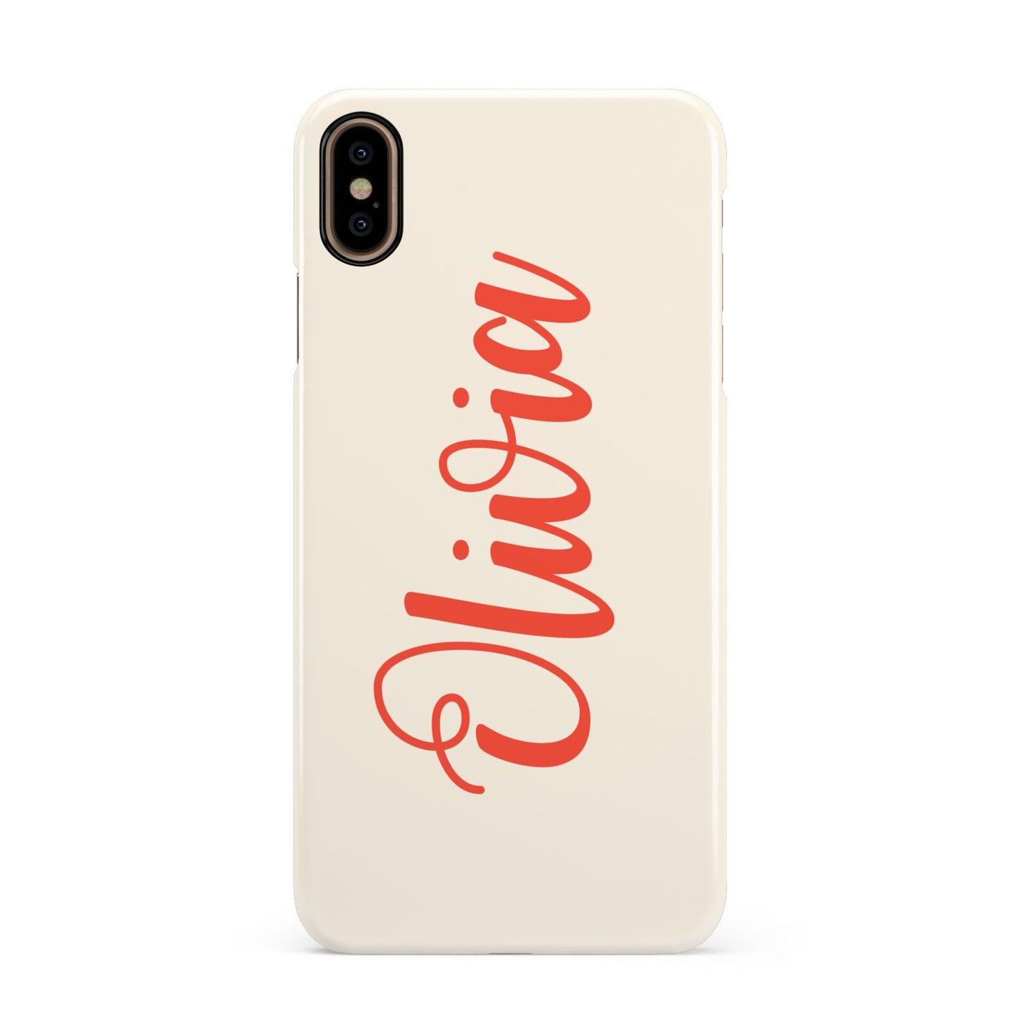 Personalised Cream Red Name Apple iPhone Xs Max 3D Snap Case