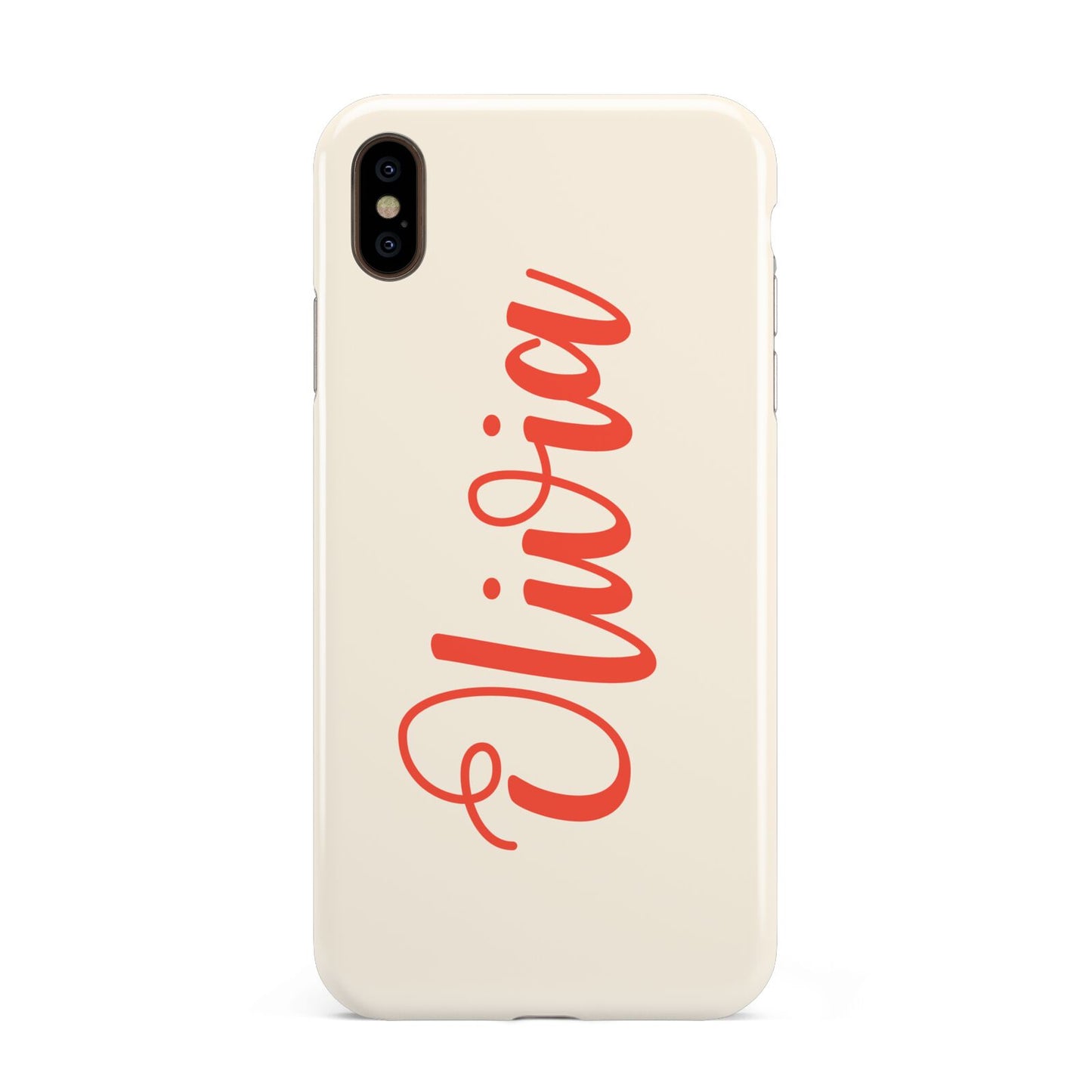 Personalised Cream Red Name Apple iPhone Xs Max 3D Tough Case