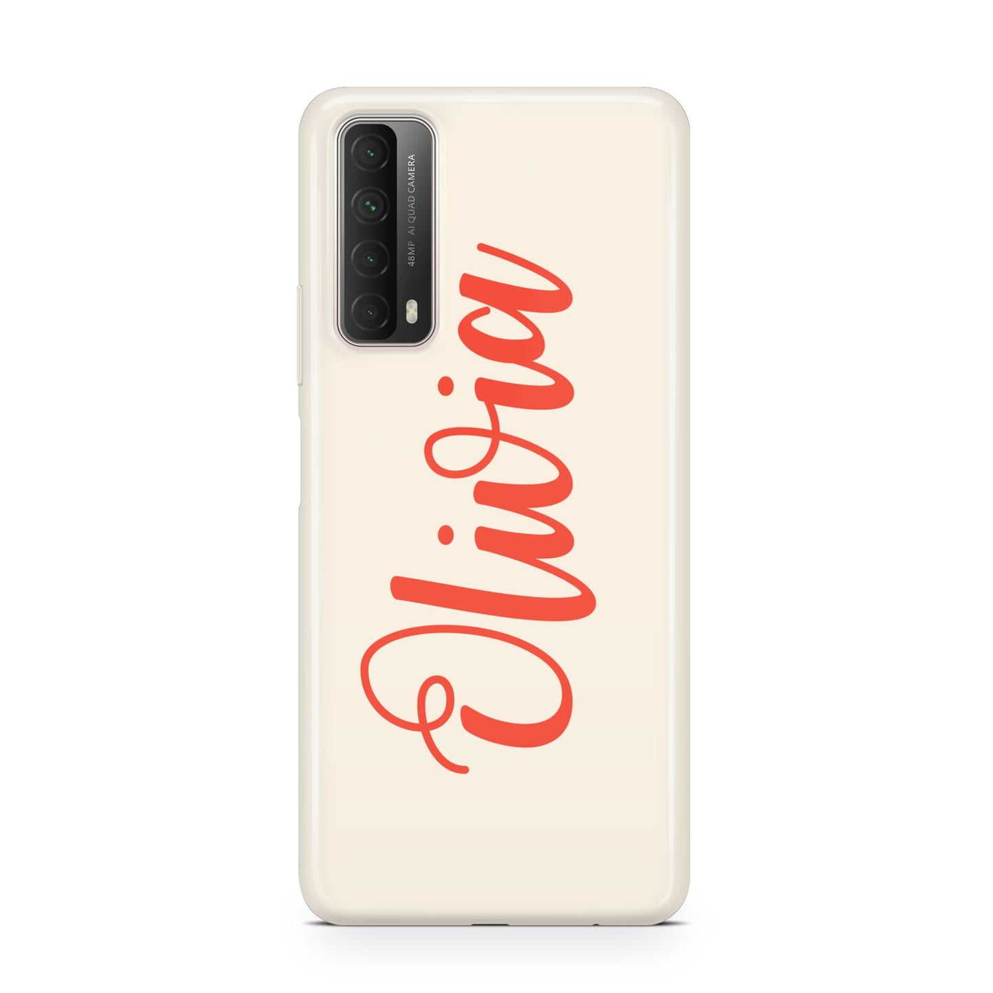 Personalised Cream Red Name Huawei P Smart 2021