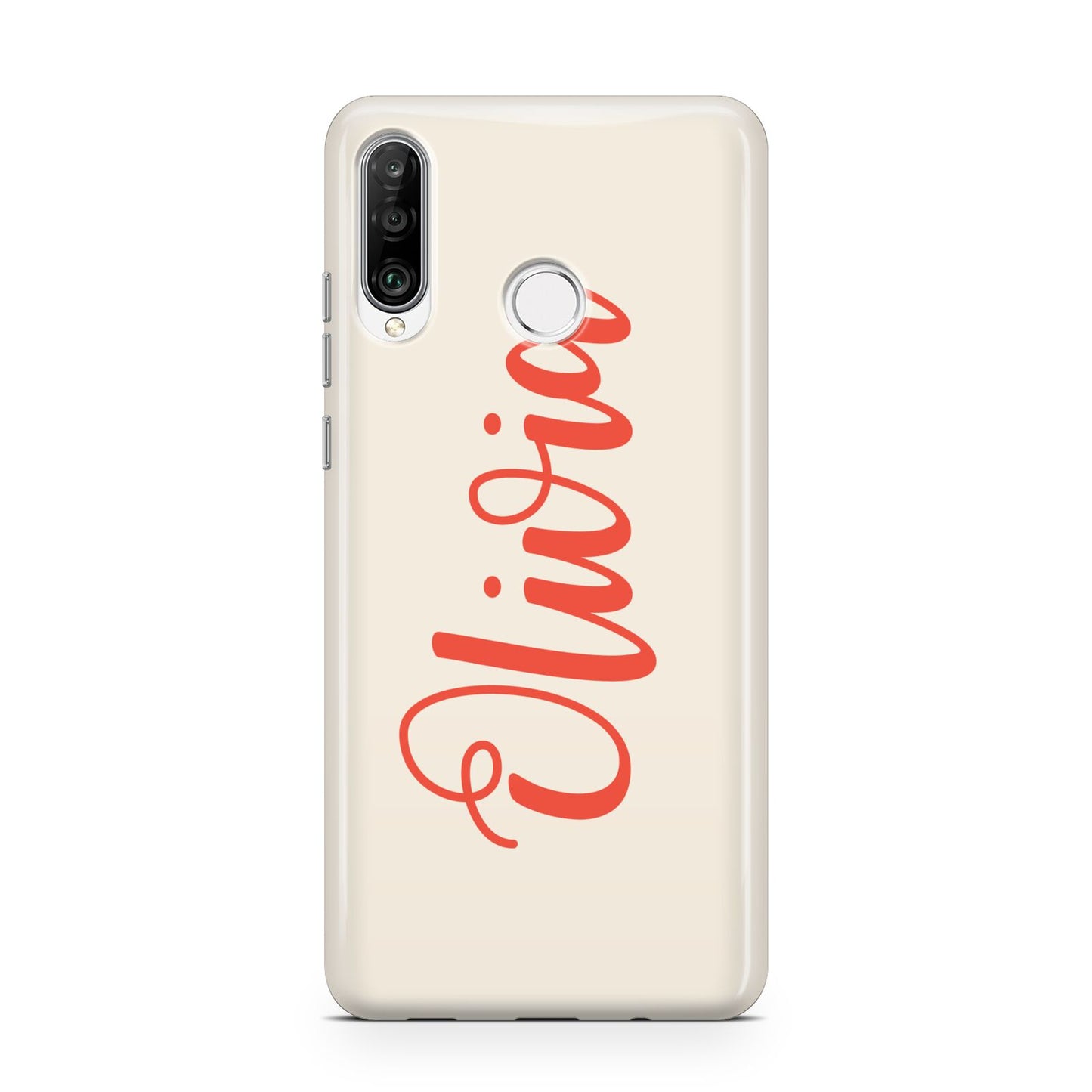 Personalised Cream Red Name Huawei P30 Lite Phone Case