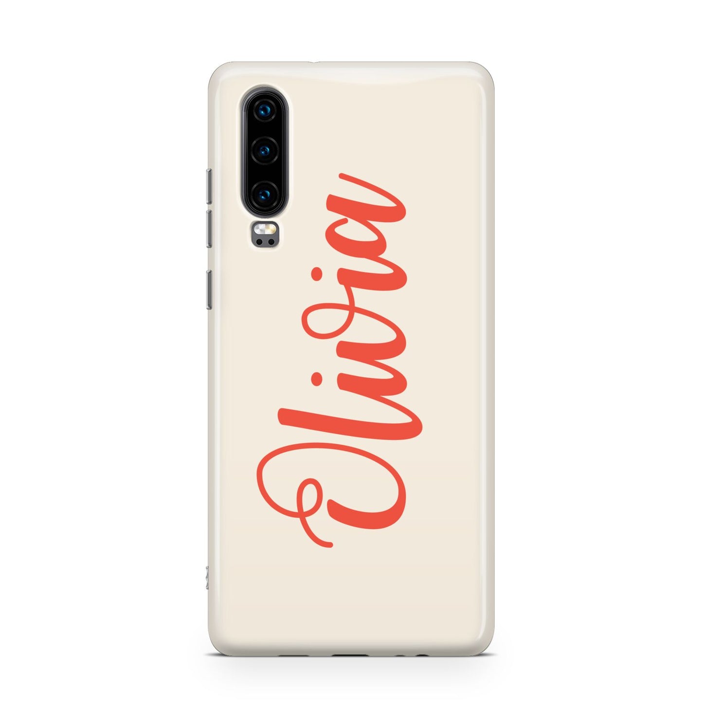 Personalised Cream Red Name Huawei P30 Phone Case