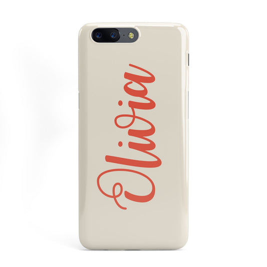 Personalised Cream Red Name OnePlus Case