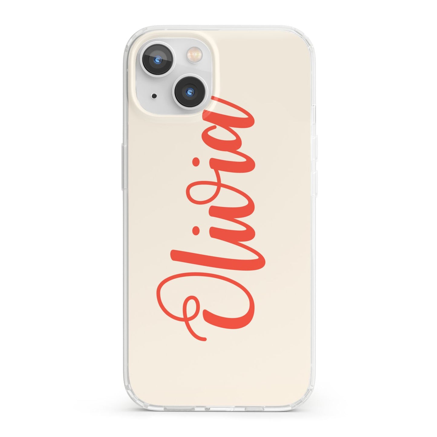 Personalised Cream Red Name iPhone 13 Clear Bumper Case