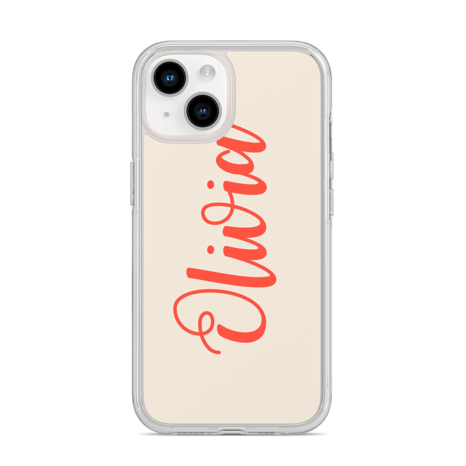 Personalised Cream Red Name iPhone 14 Clear Tough Case Starlight