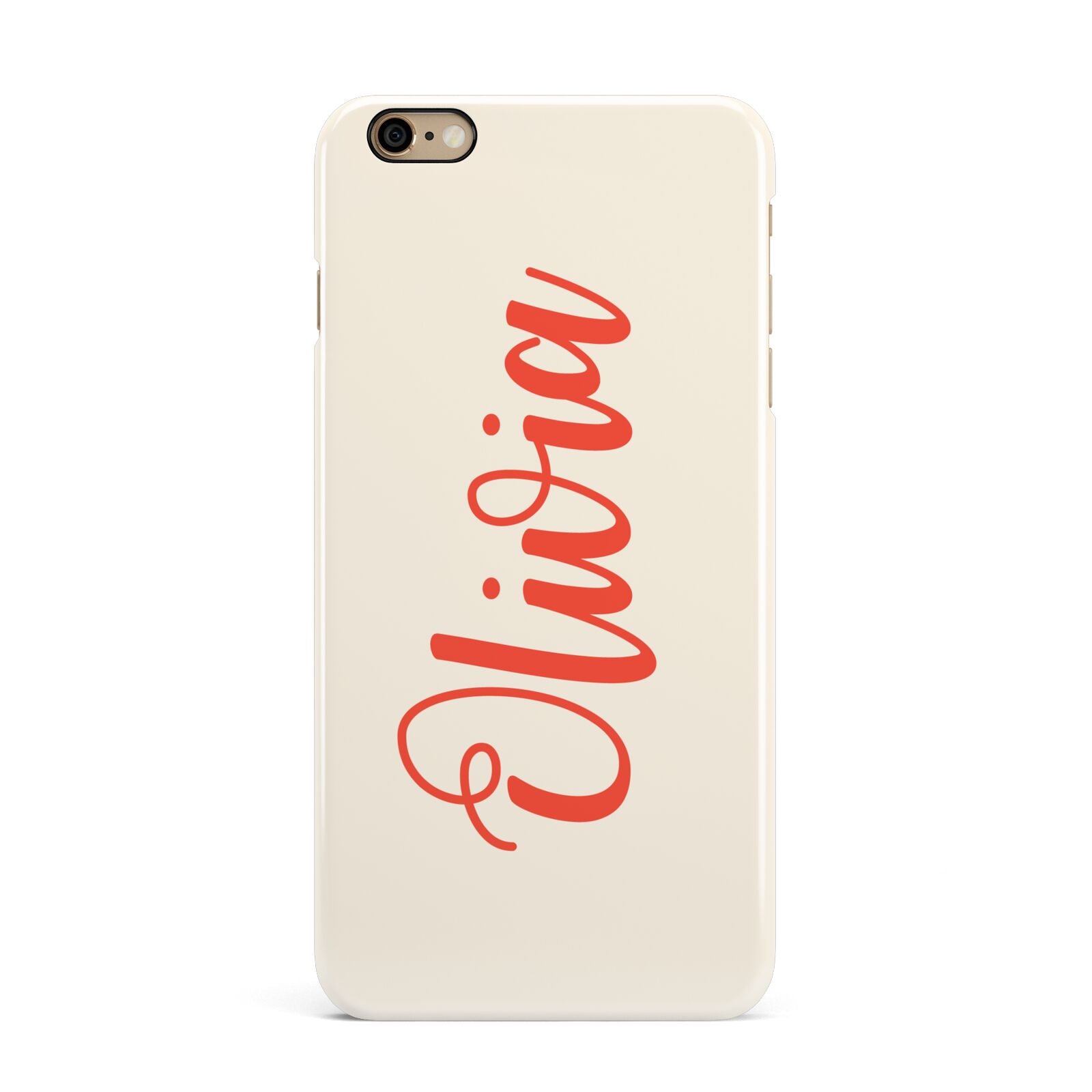 Personalised Cream Red Name iPhone 6 Plus 3D Snap Case on Gold Phone