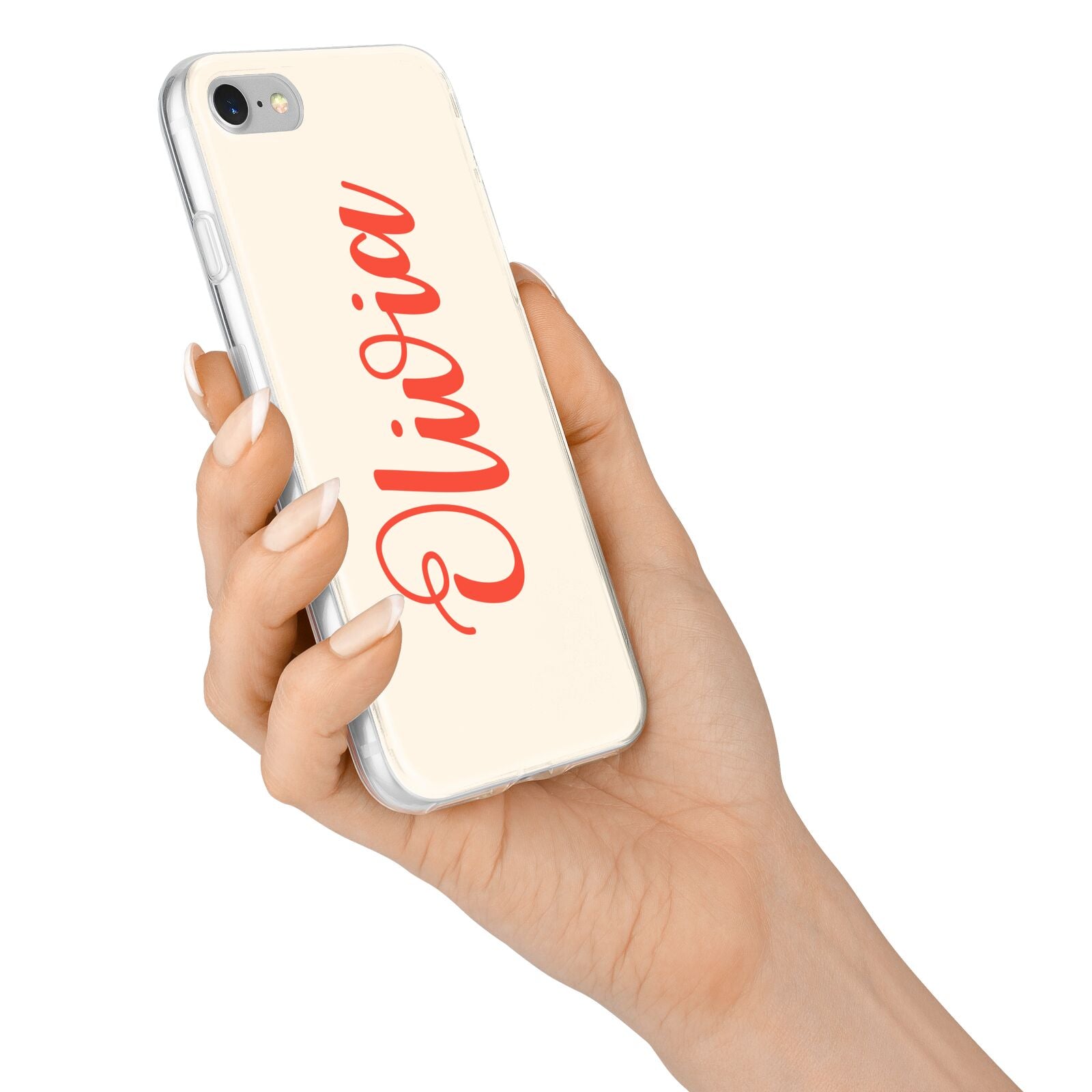 Personalised Cream Red Name iPhone 7 Bumper Case on Silver iPhone Alternative Image