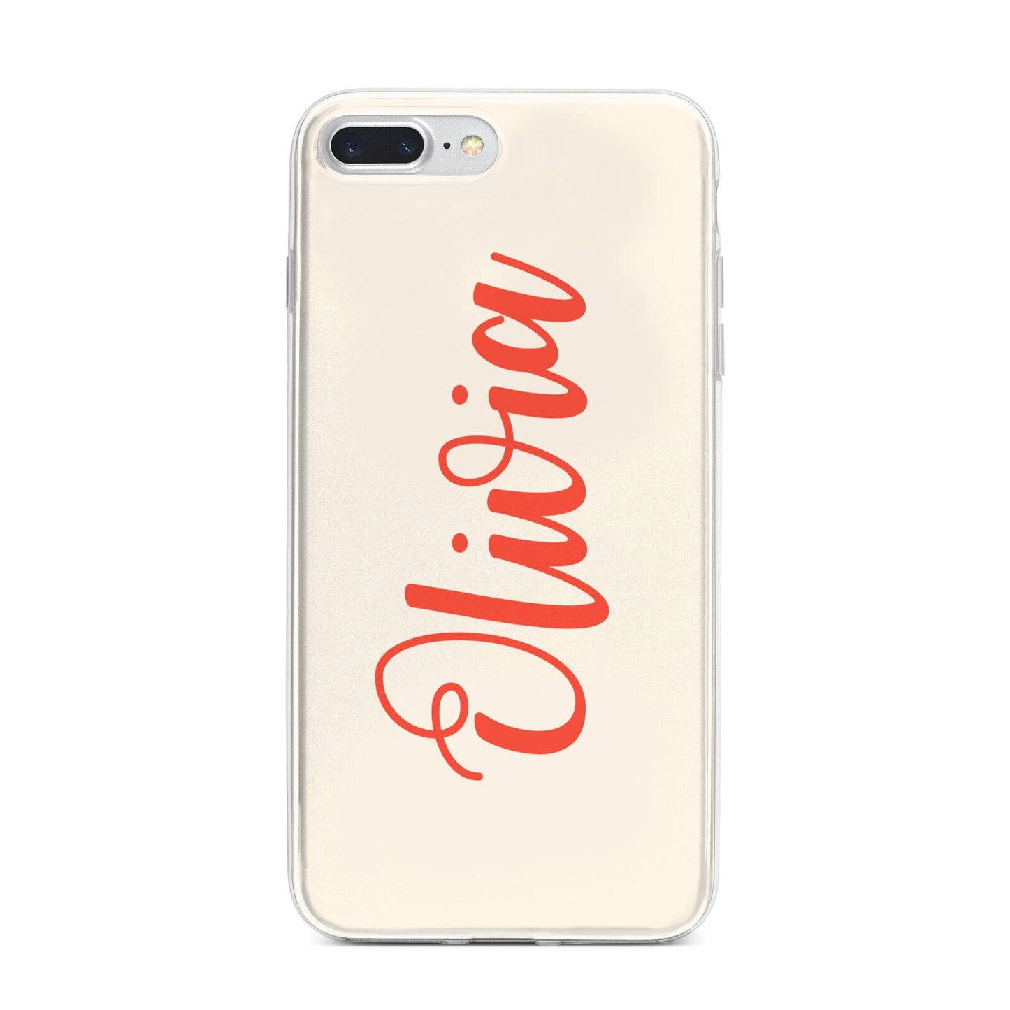 Personalised Cream Red Name iPhone 7 Plus Bumper Case on Silver iPhone