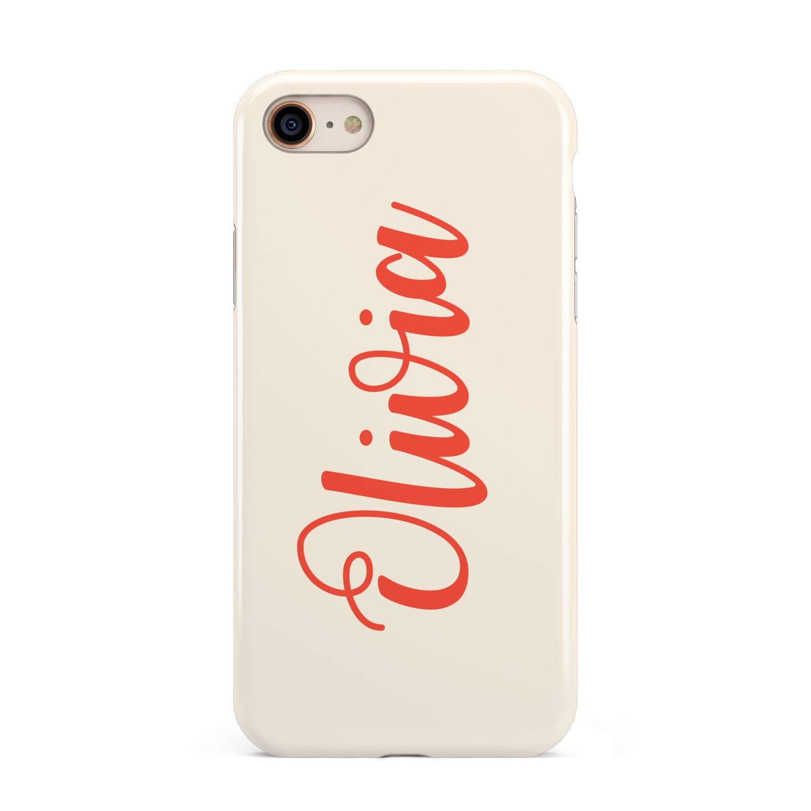 Personalised Cream Red Name iPhone 8 3D Tough Case on Gold Phone