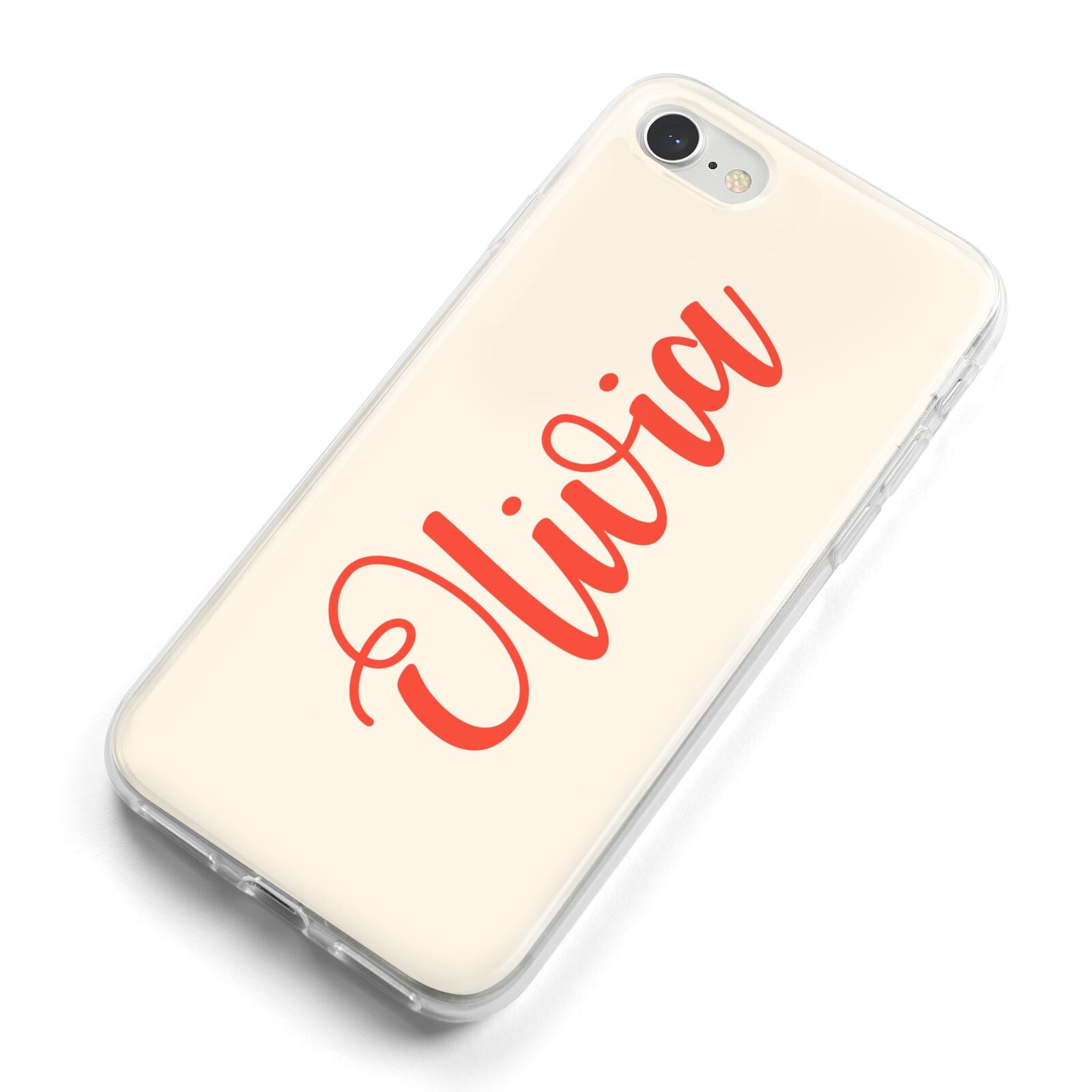 Personalised Cream Red Name iPhone 8 Bumper Case on Silver iPhone Alternative Image