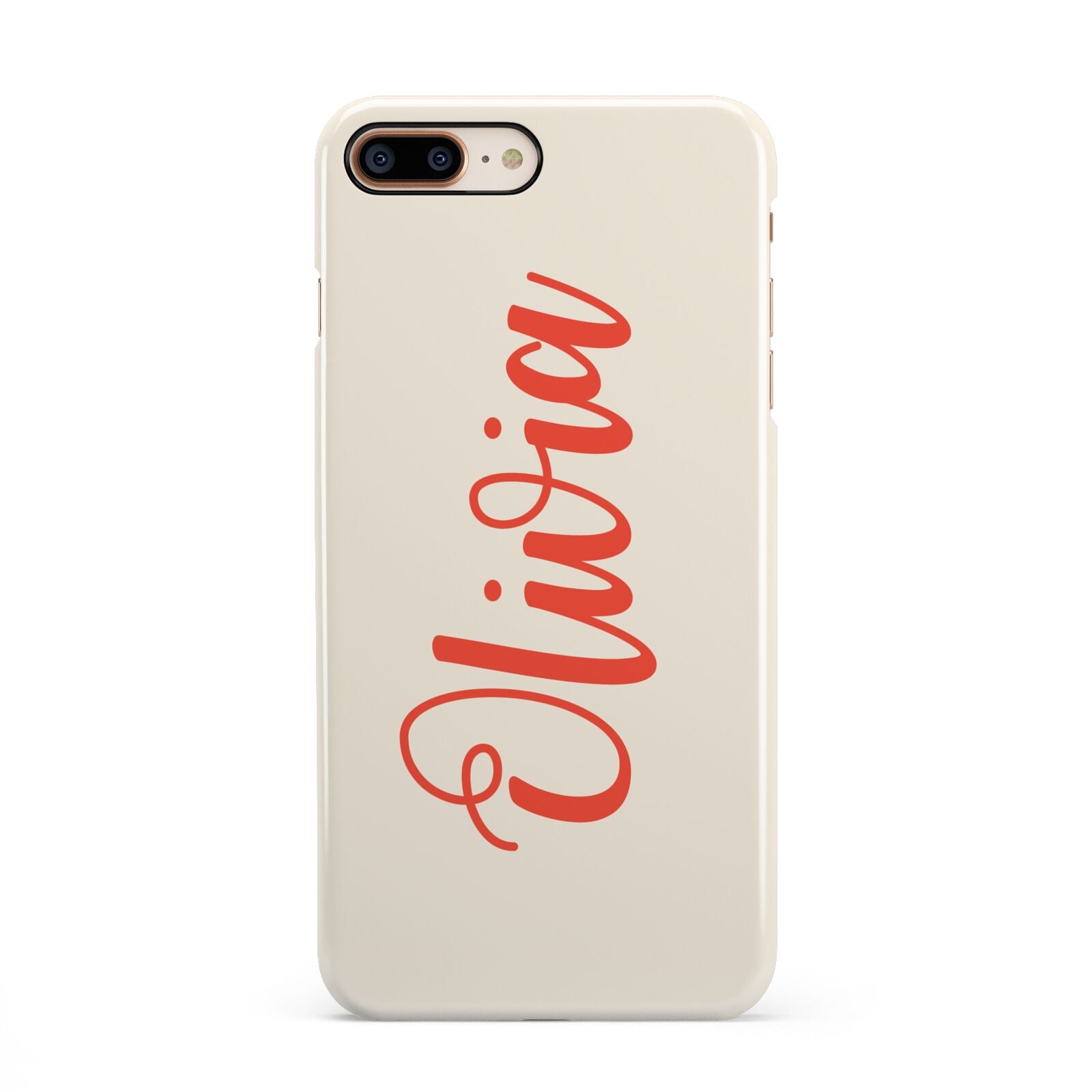 Personalised Cream Red Name iPhone 8 Plus 3D Snap Case on Gold Phone