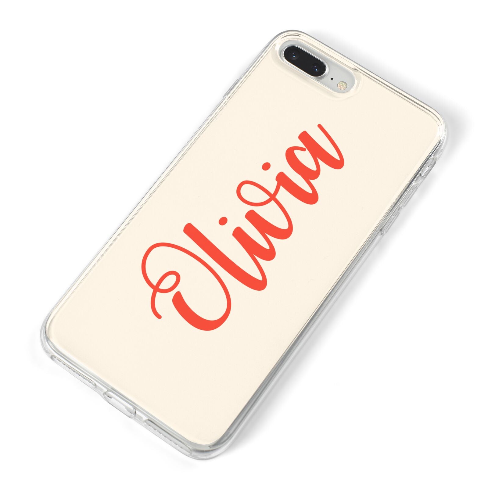 Personalised Cream Red Name iPhone 8 Plus Bumper Case on Silver iPhone Alternative Image