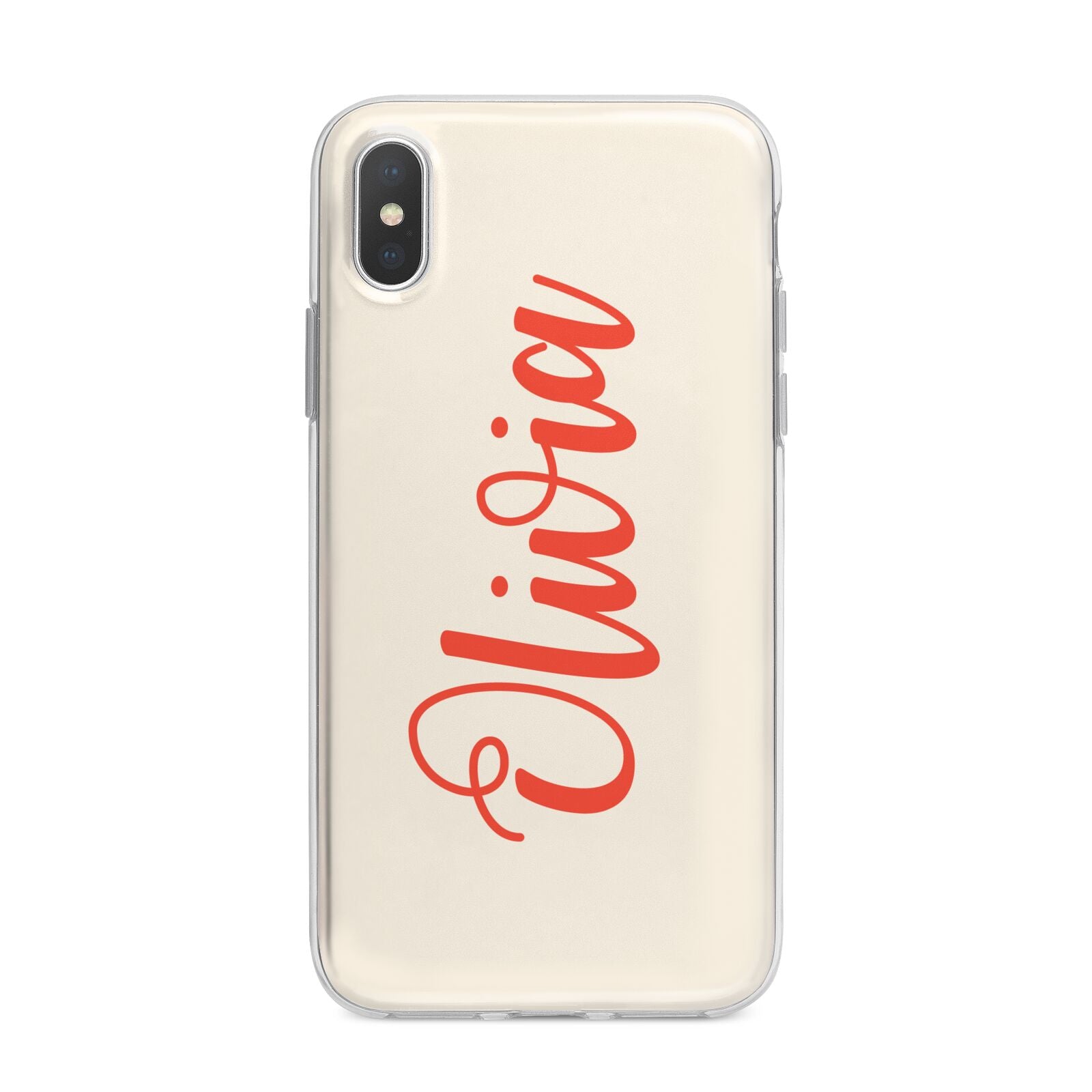 Personalised Cream Red Name iPhone X Bumper Case on Silver iPhone Alternative Image 1