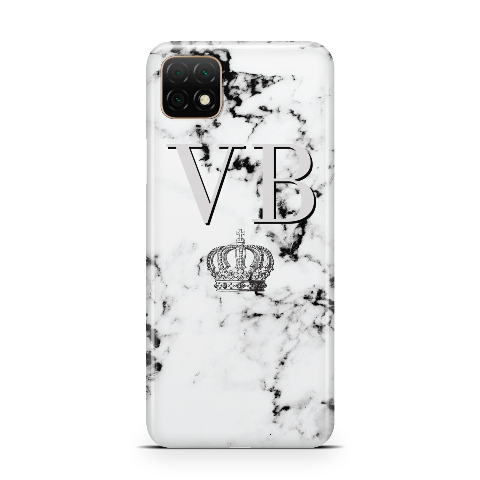 Personalised Crown Marble Initialed Grey Huawei Enjoy 20 Phone Case