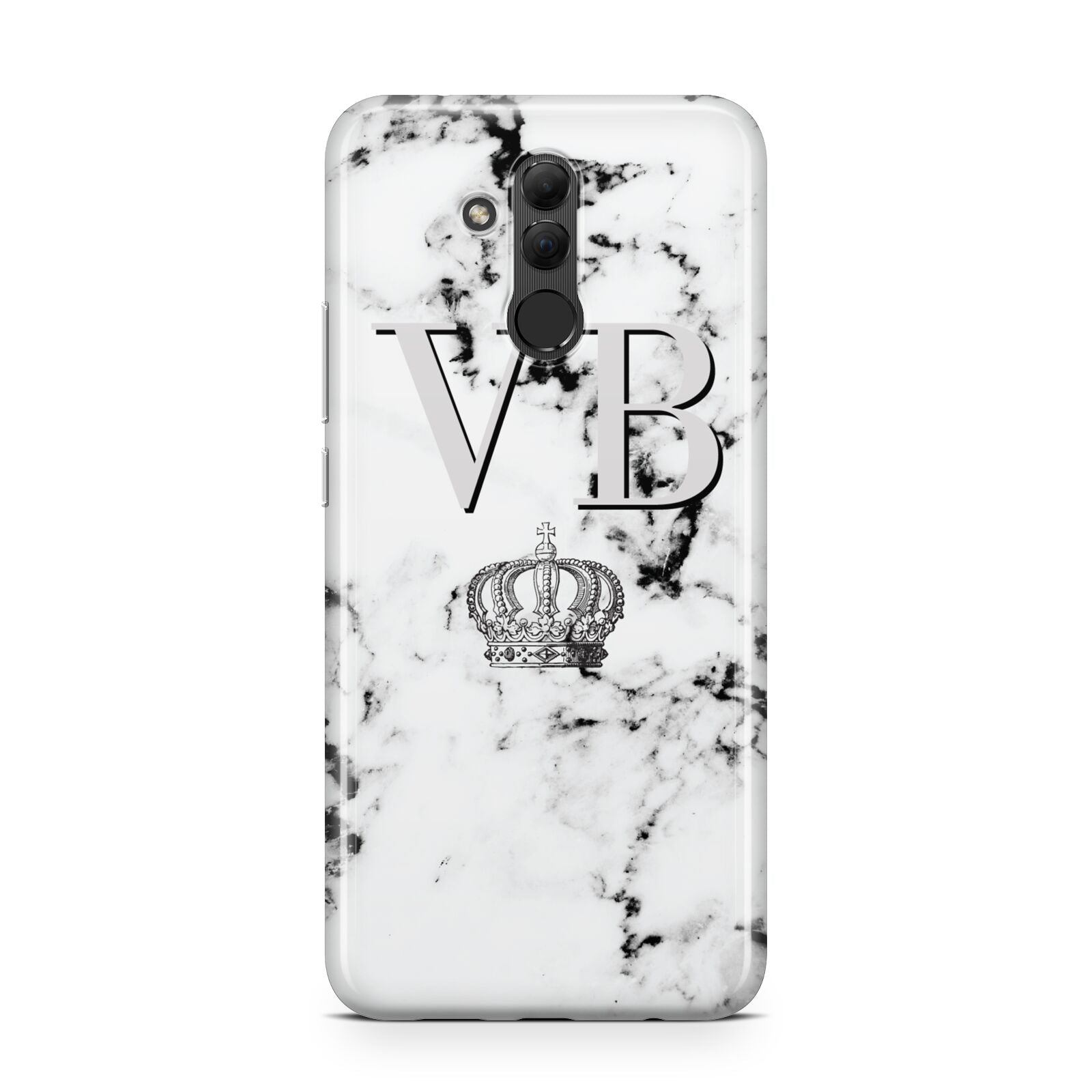 Personalised Crown Marble Initialed Grey Huawei Mate 20 Lite