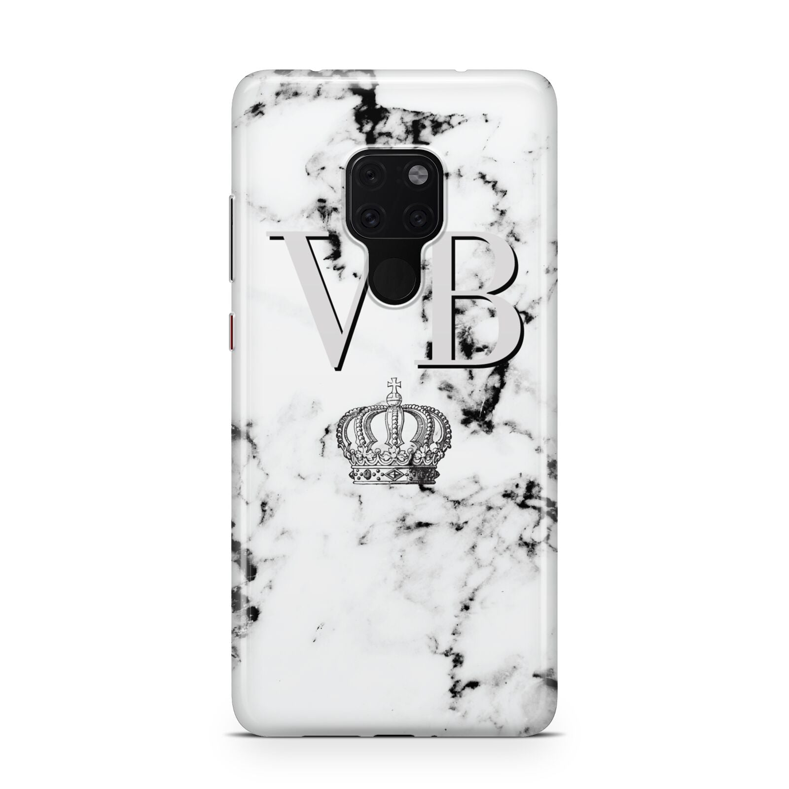 Personalised Crown Marble Initialed Grey Huawei Mate 20 Phone Case