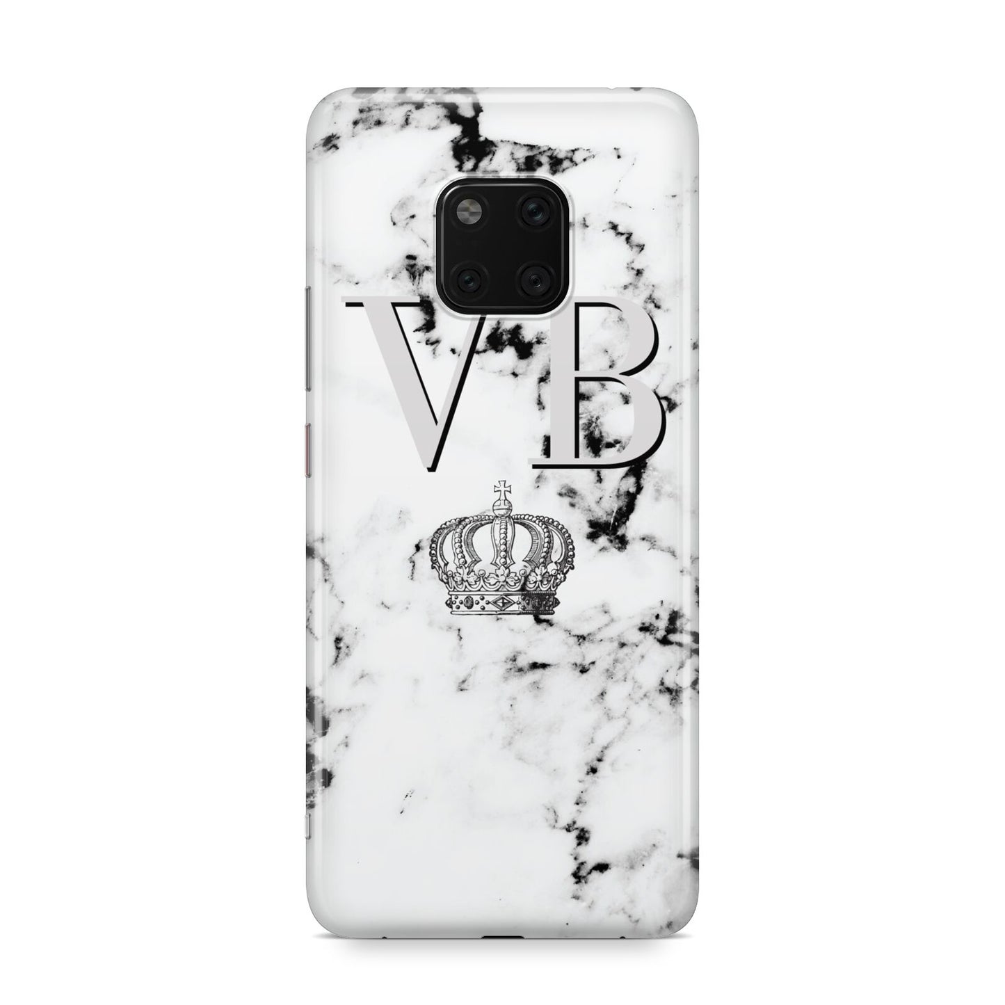 Personalised Crown Marble Initialed Grey Huawei Mate 20 Pro Phone Case