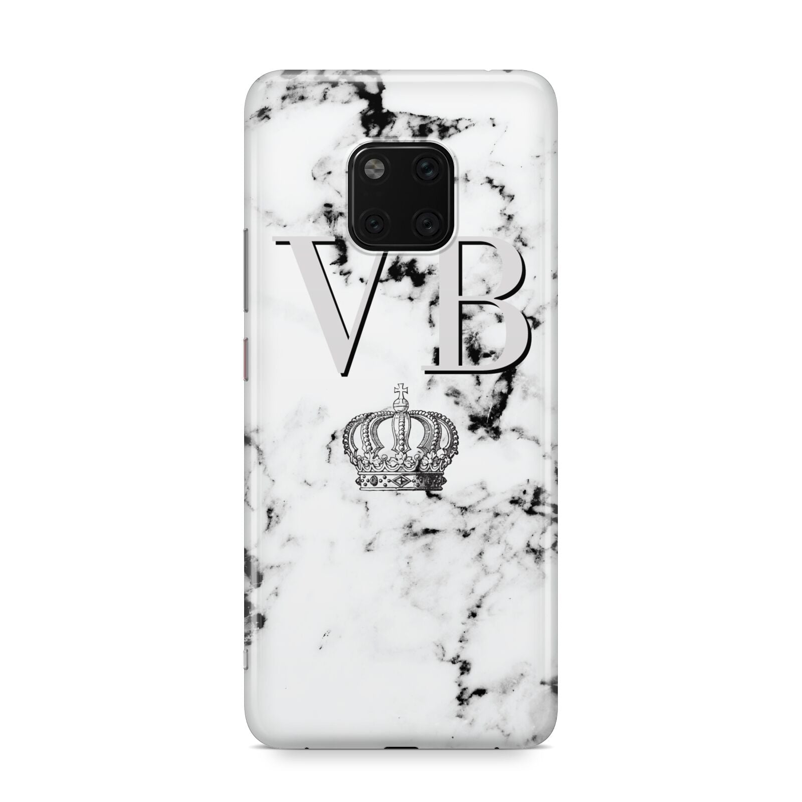 Personalised Crown Marble Initialed Grey Huawei Mate 20 Pro Phone Case