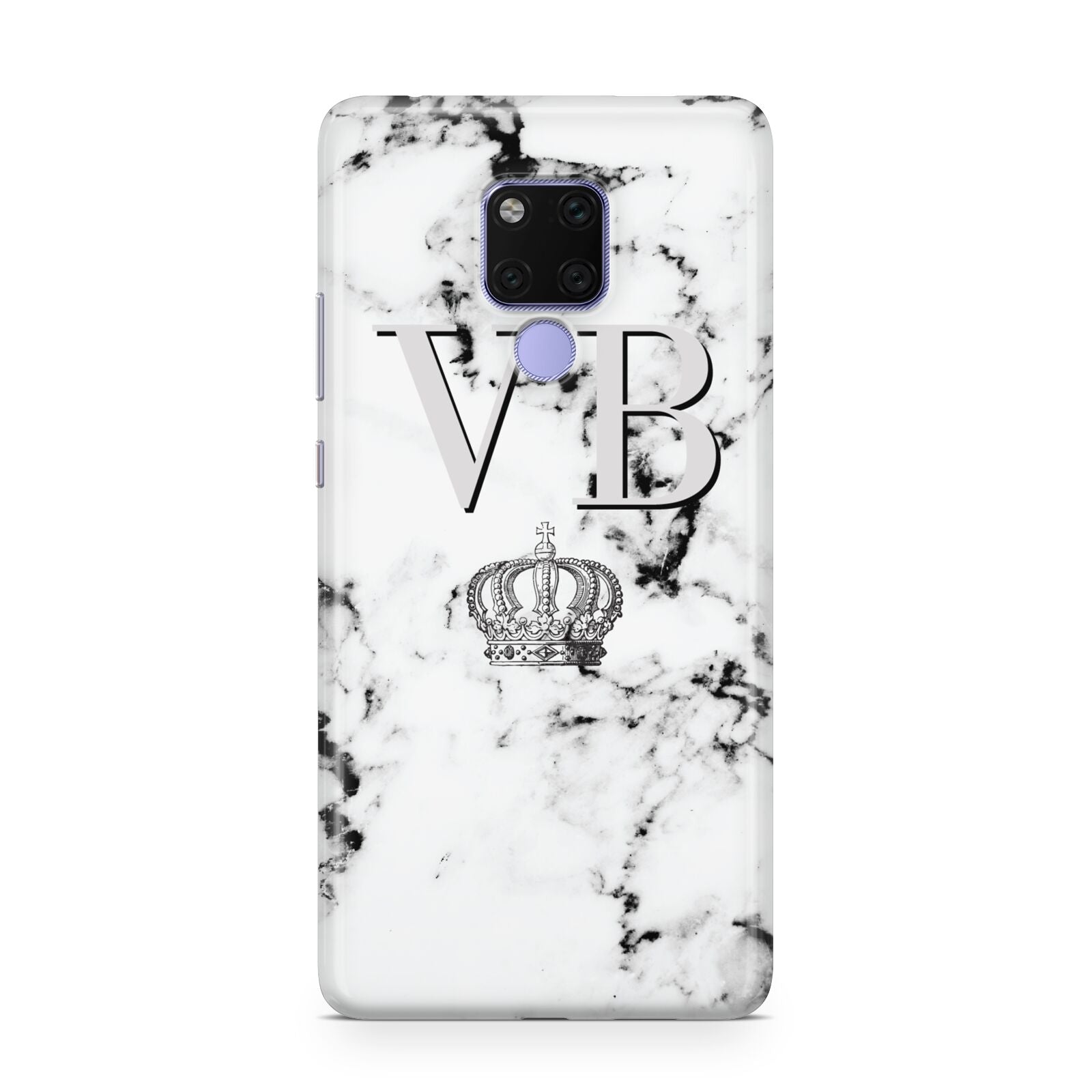 Personalised Crown Marble Initialed Grey Huawei Mate 20X Phone Case