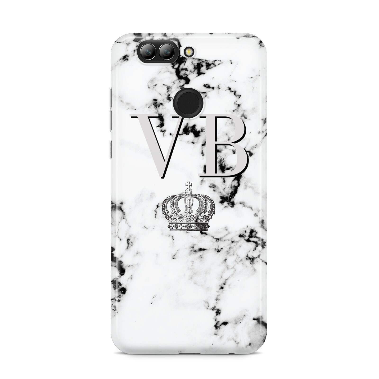 Personalised Crown Marble Initialed Grey Huawei Nova 2s Phone Case