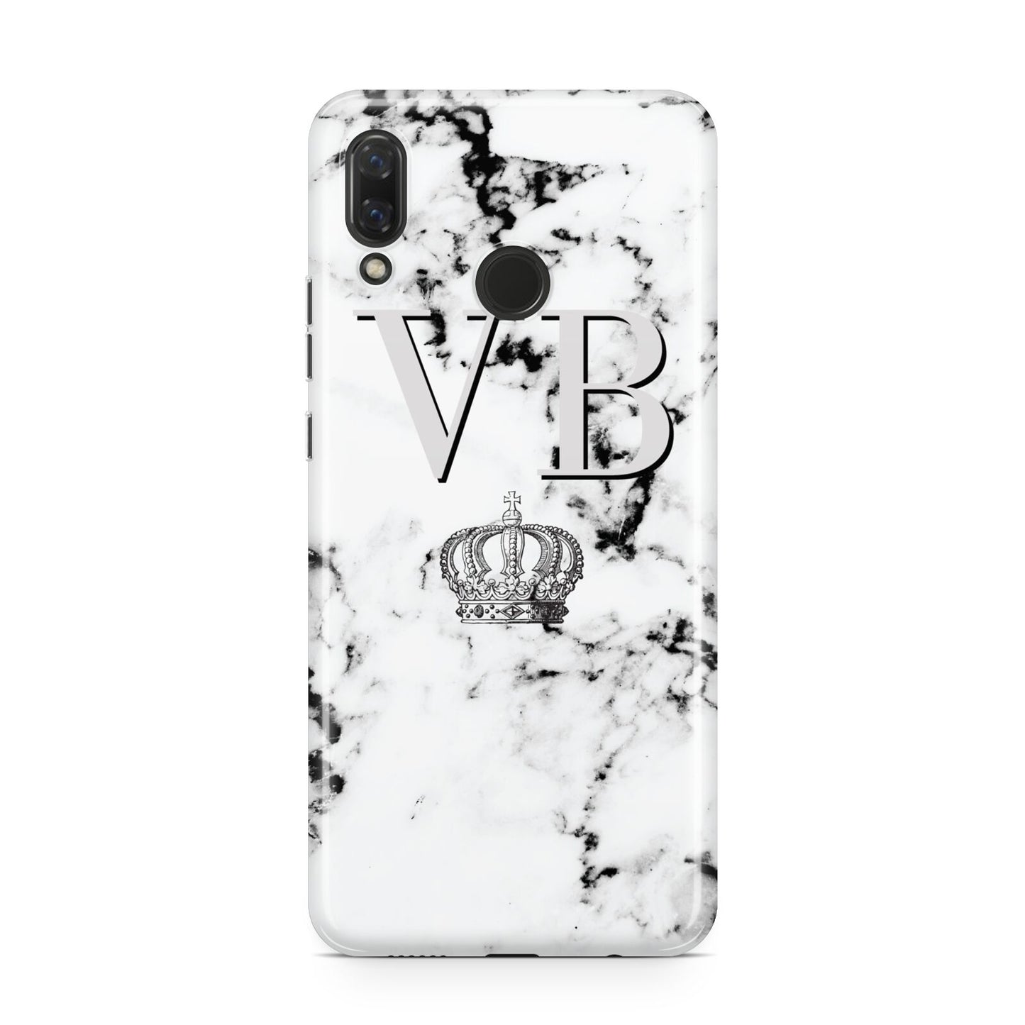 Personalised Crown Marble Initialed Grey Huawei Nova 3 Phone Case