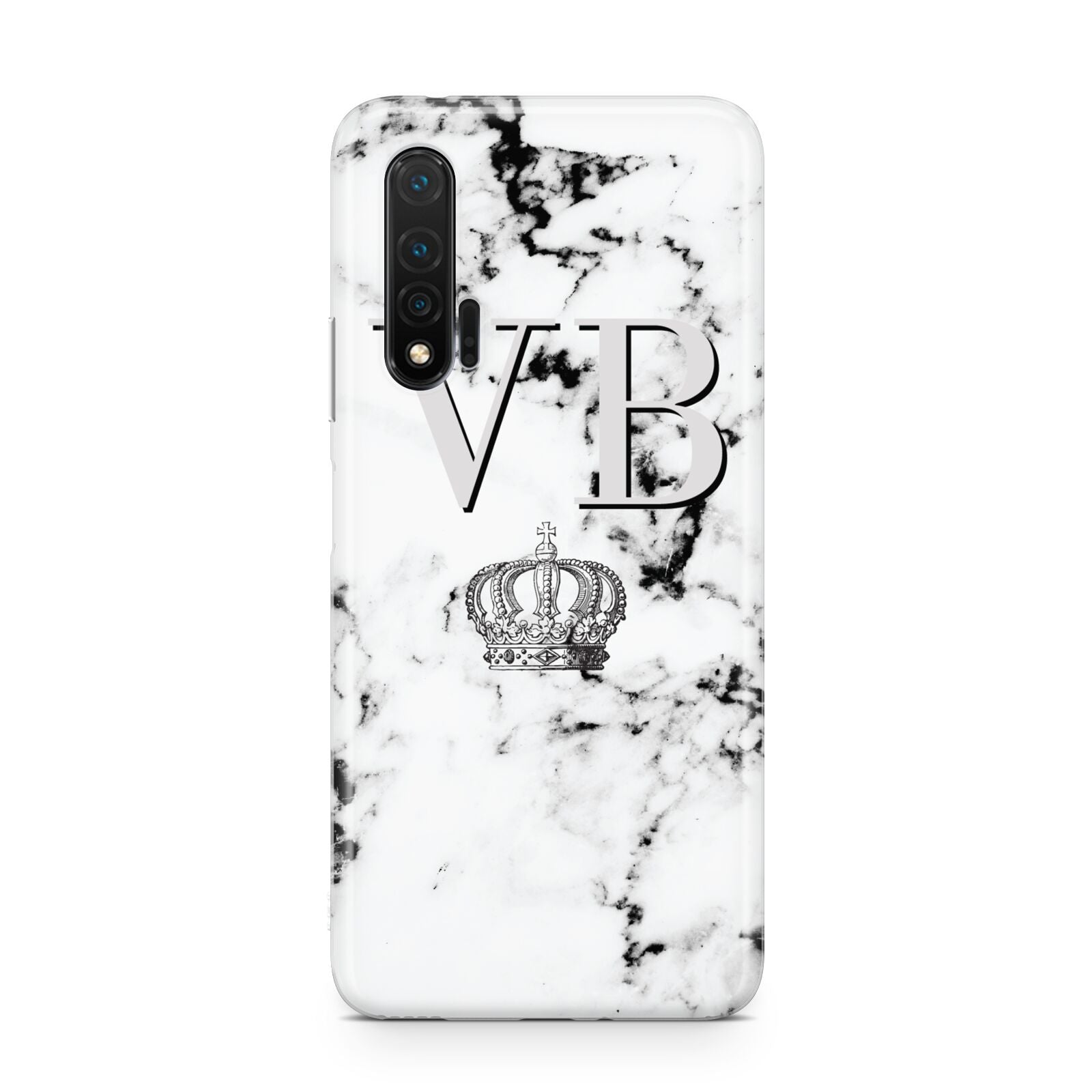 Personalised Crown Marble Initialed Grey Huawei Nova 6 Phone Case