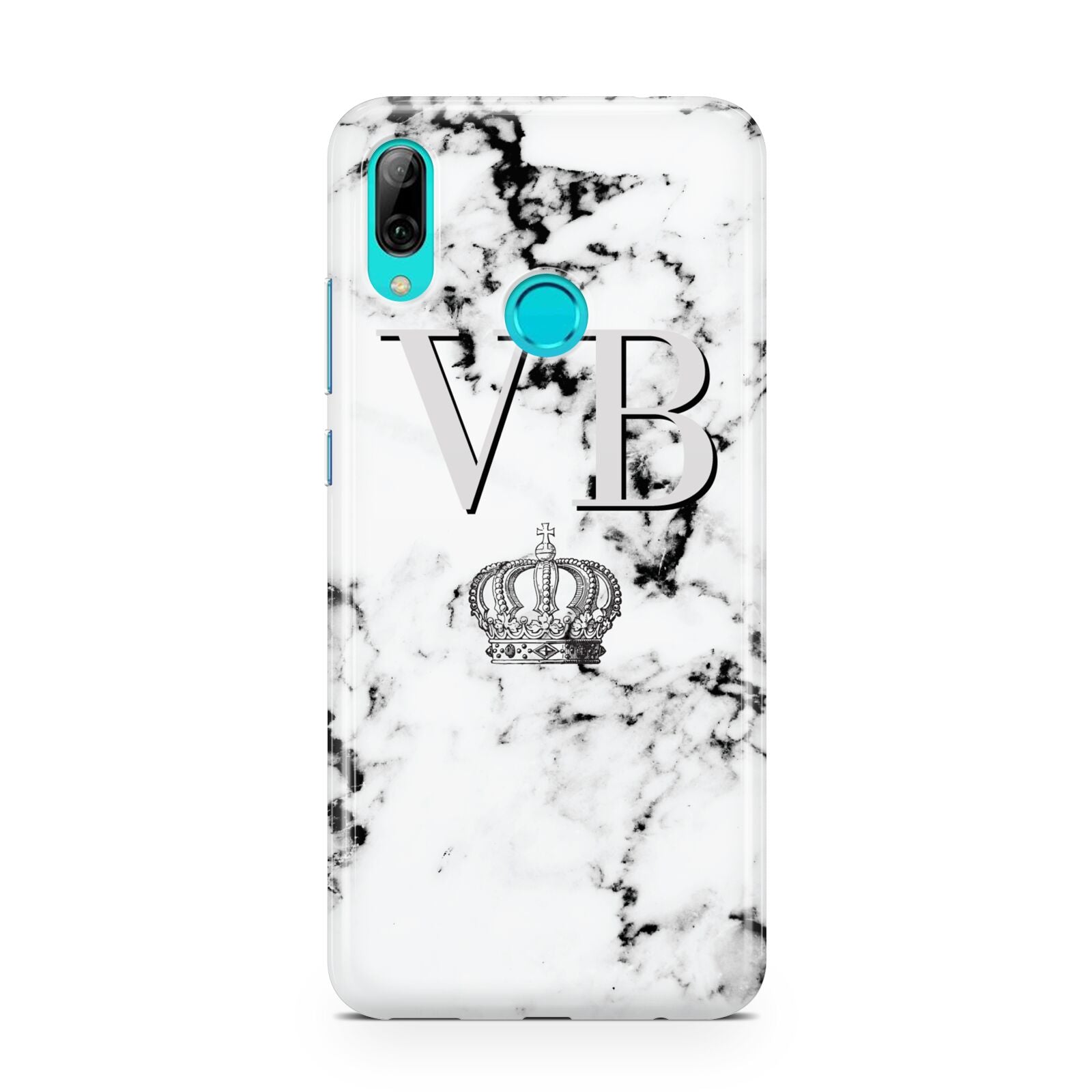 Personalised Crown Marble Initialed Grey Huawei P Smart 2019 Case