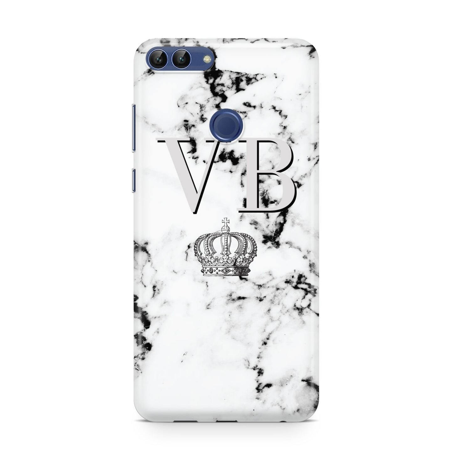 Personalised Crown Marble Initialed Grey Huawei P Smart Case