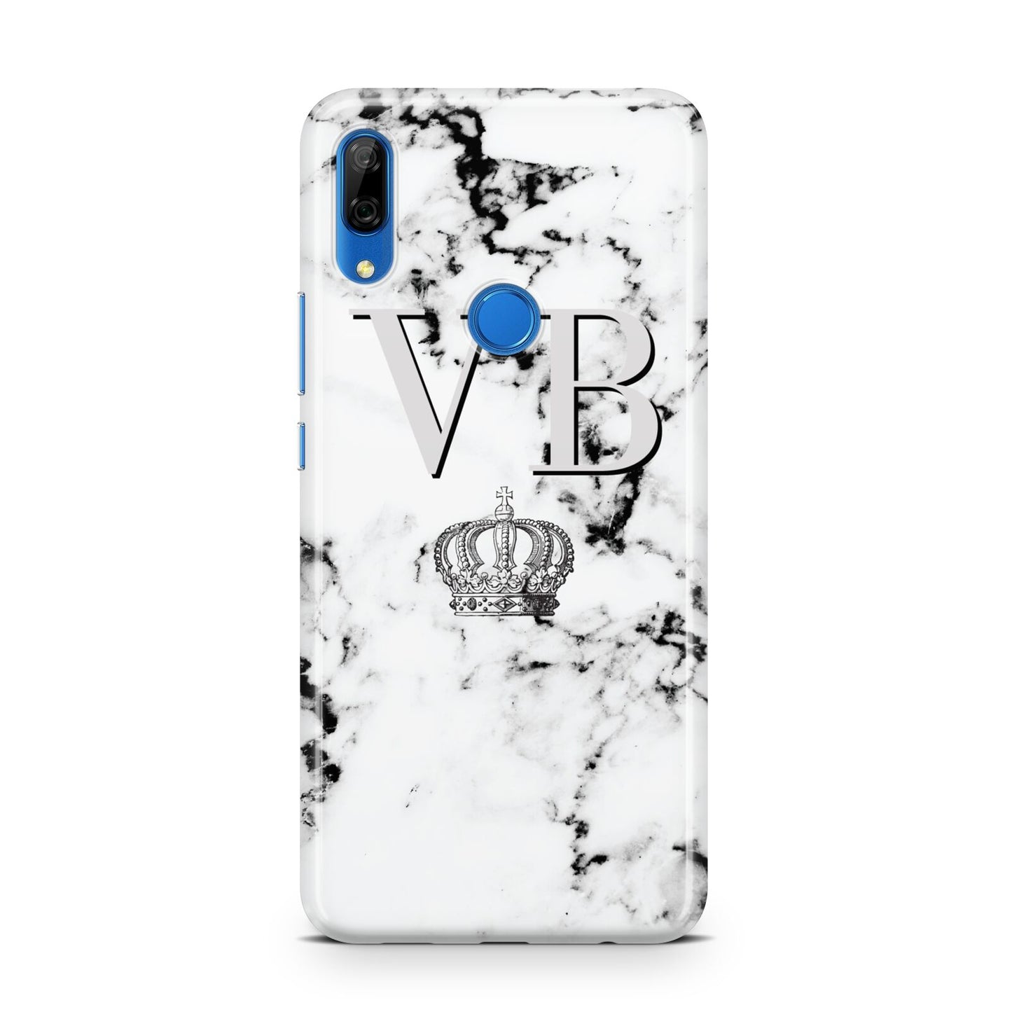 Personalised Crown Marble Initialed Grey Huawei P Smart Z