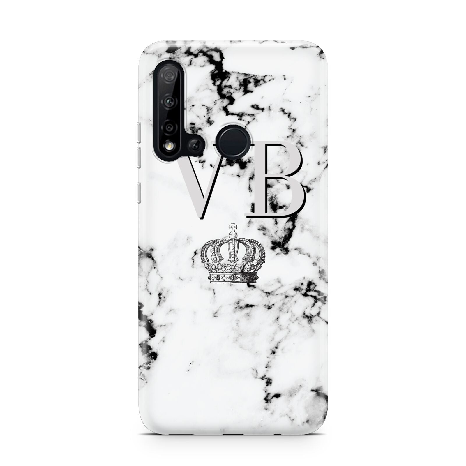 Personalised Crown Marble Initialed Grey Huawei P20 Lite 5G Phone Case