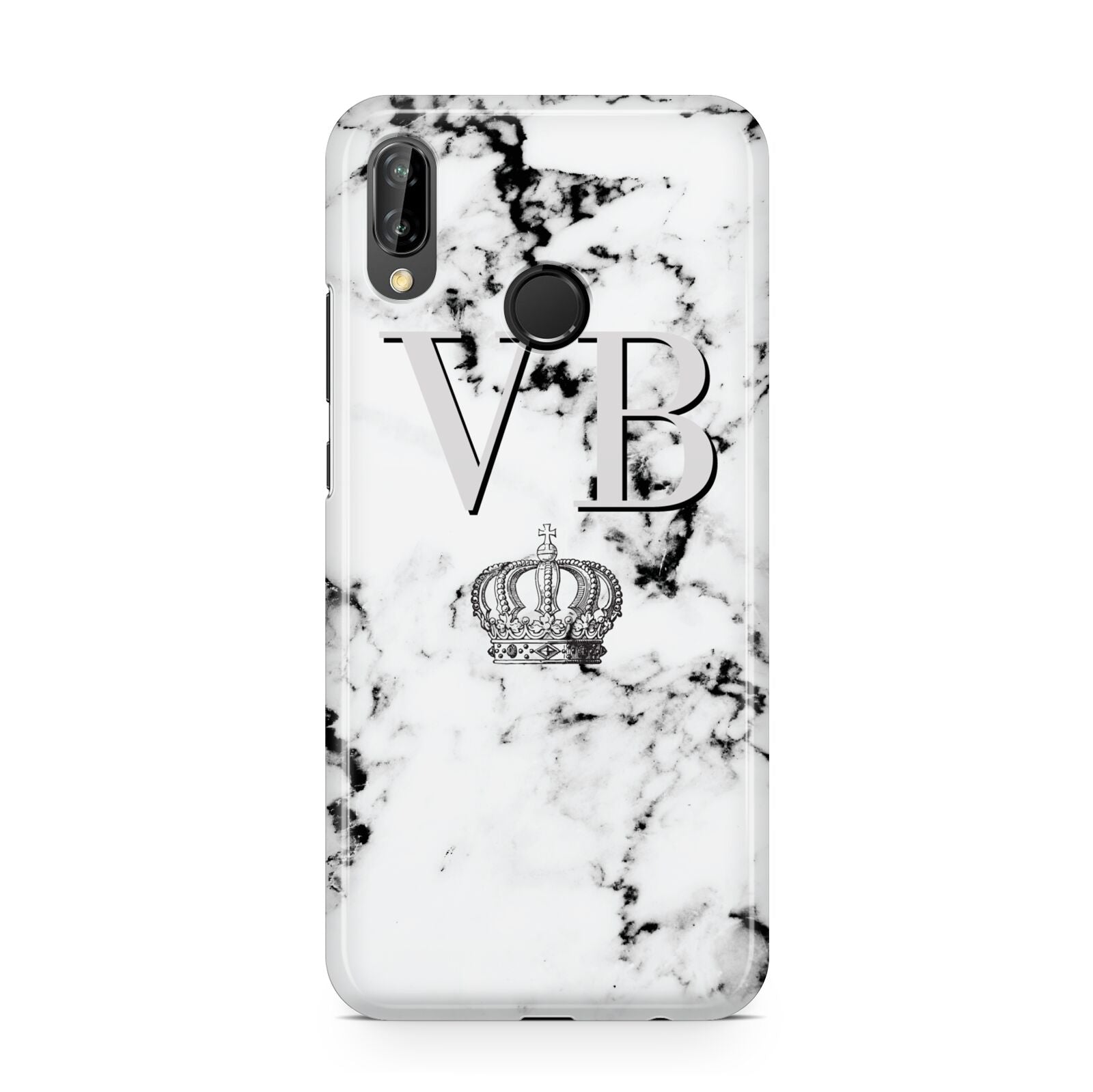 Personalised Crown Marble Initialed Grey Huawei P20 Lite Phone Case