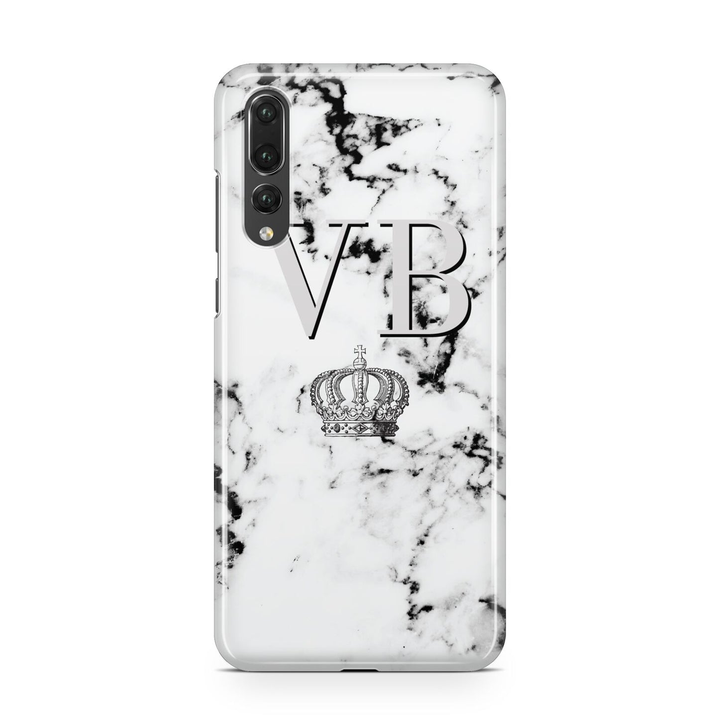 Personalised Crown Marble Initialed Grey Huawei P20 Pro Phone Case