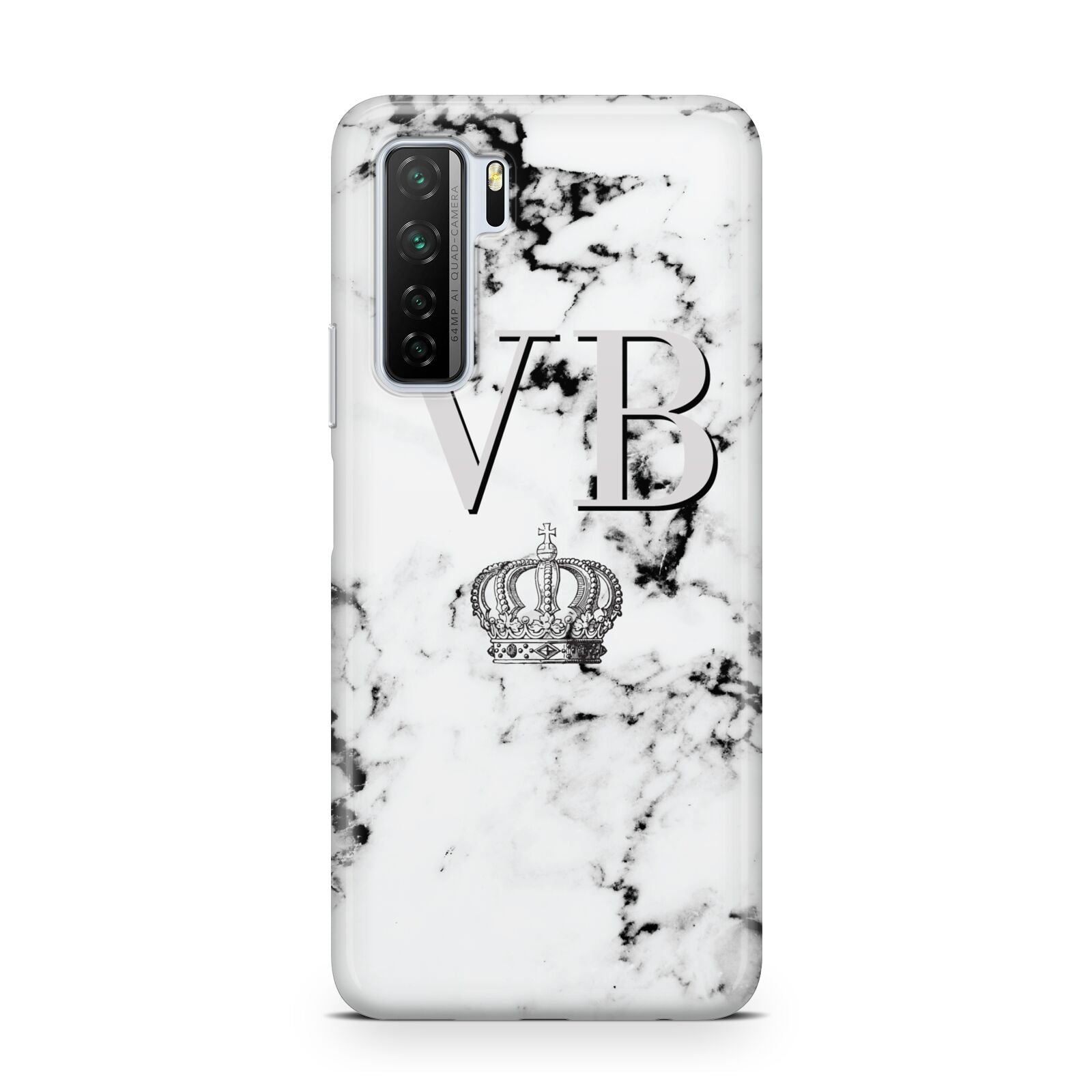 Personalised Crown Marble Initialed Grey Huawei P40 Lite 5G Phone Case