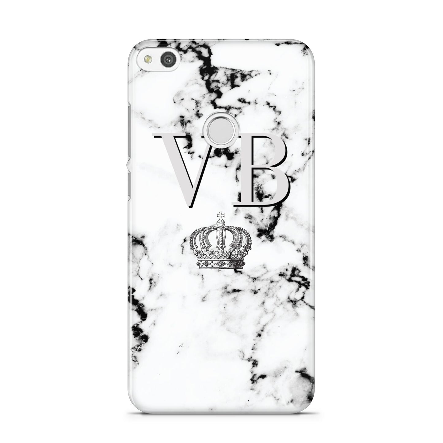 Personalised Crown Marble Initialed Grey Huawei P8 Lite Case