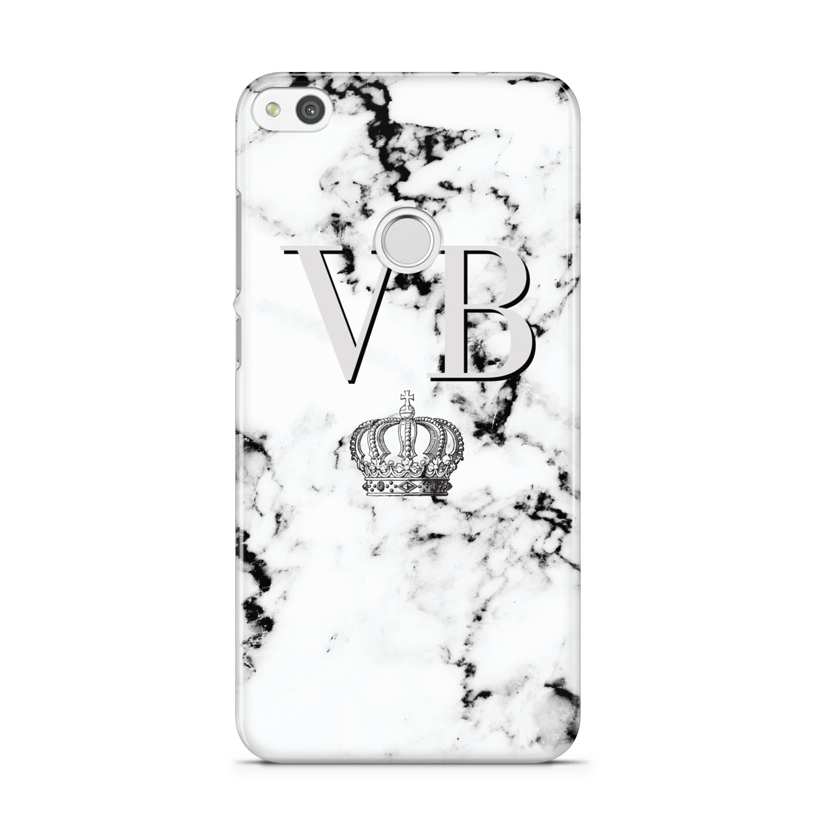 Personalised Crown Marble Initialed Grey Huawei P8 Lite Case