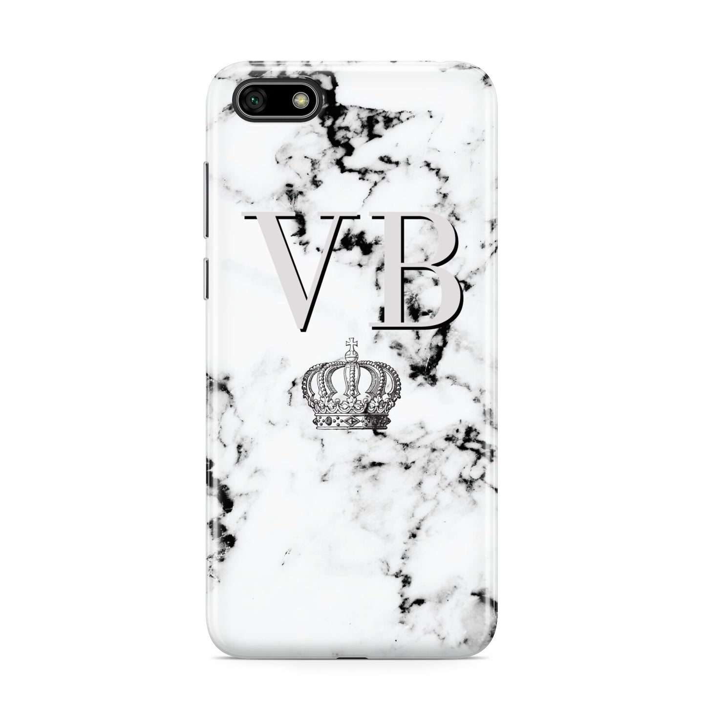 Personalised Crown Marble Initialed Grey Huawei Y5 Prime 2018 Phone Case