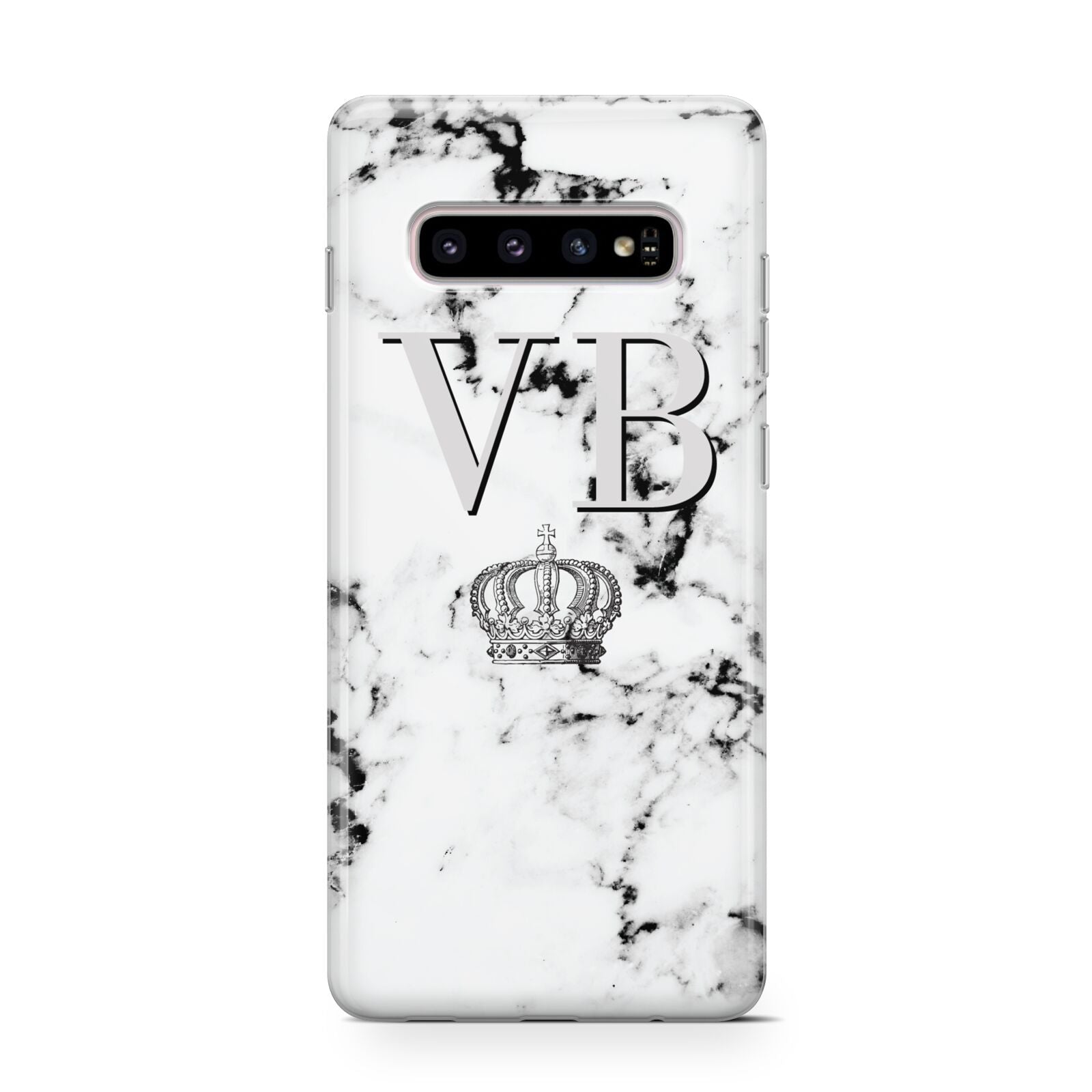 Personalised Crown Marble Initialed Grey Protective Samsung Galaxy Case