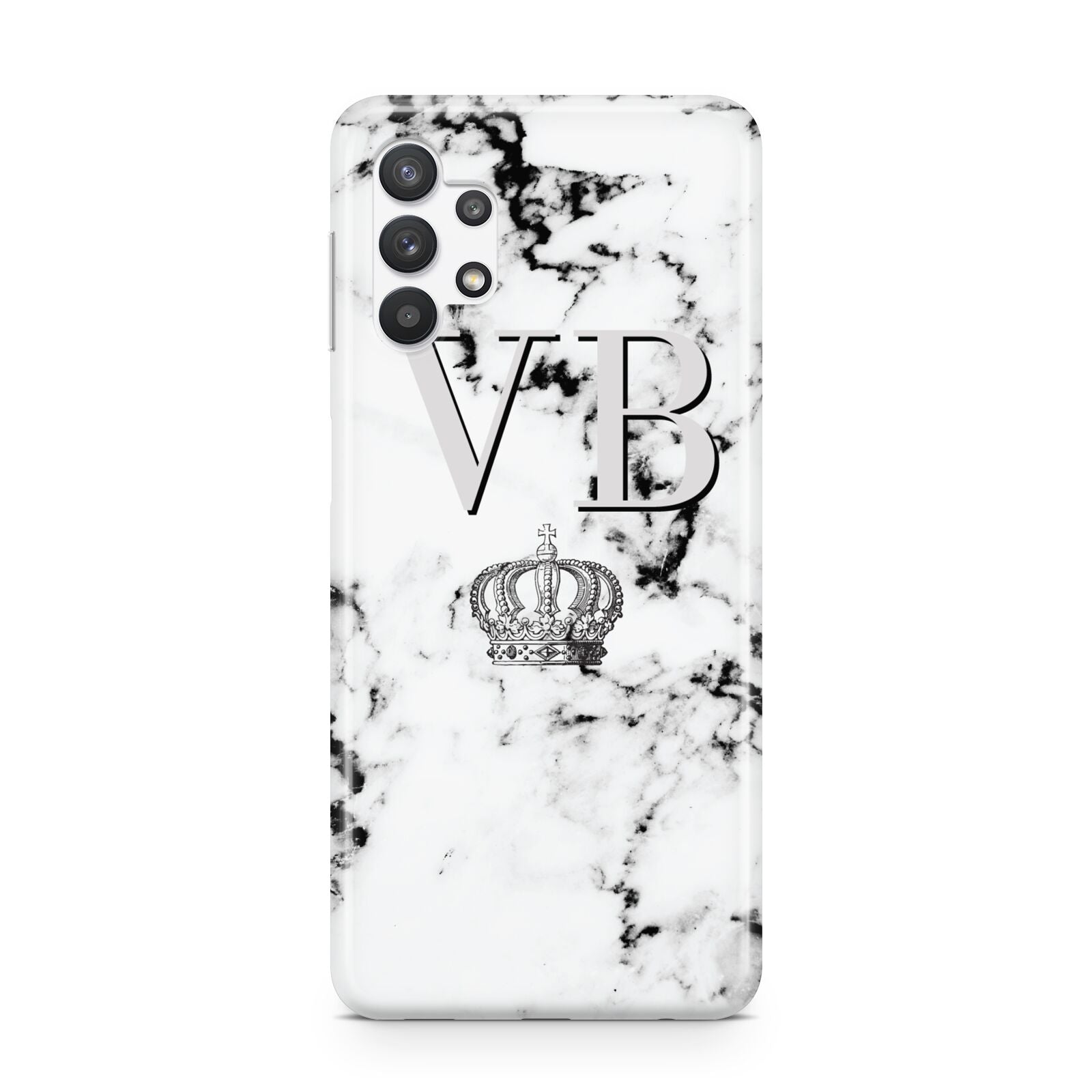 Personalised Crown Marble Initialed Grey Samsung A32 5G Case