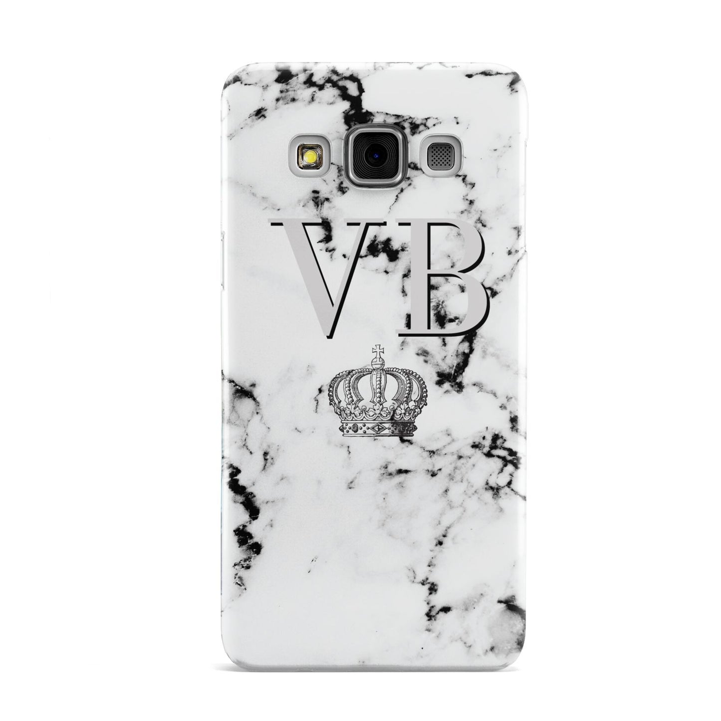 Personalised Crown Marble Initialed Grey Samsung Galaxy A3 Case