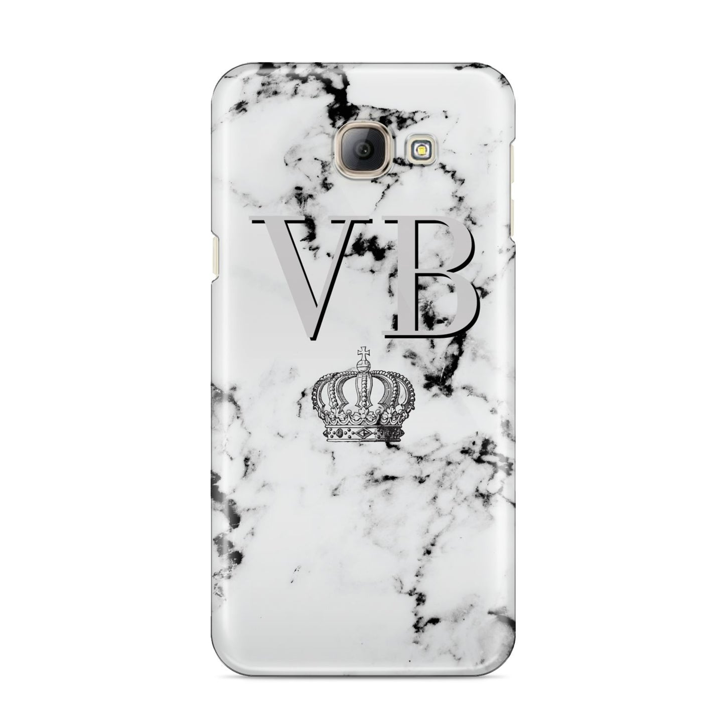 Personalised Crown Marble Initialed Grey Samsung Galaxy A8 2016 Case