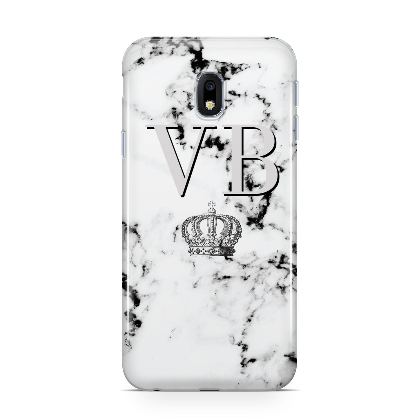 Personalised Crown Marble Initialed Grey Samsung Galaxy J3 2017 Case