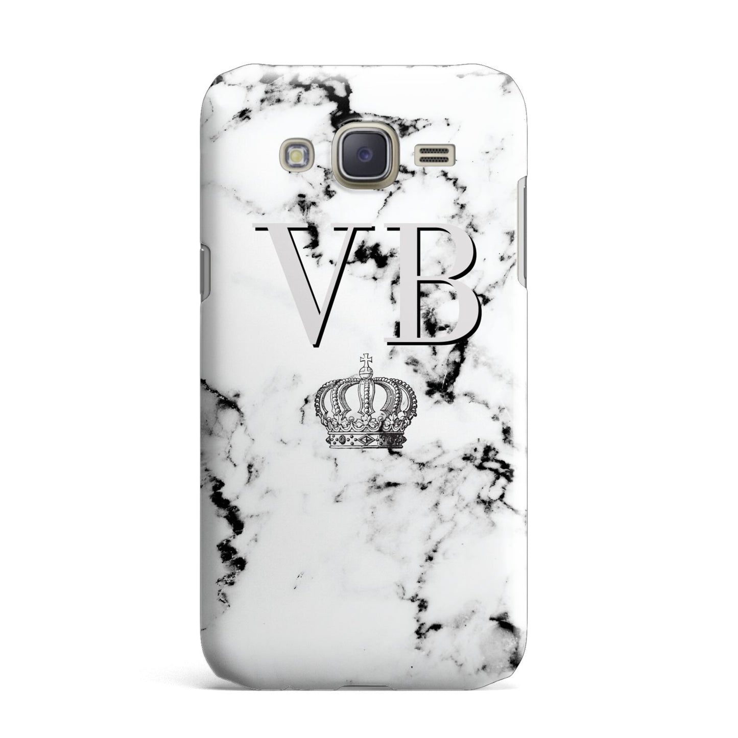 Personalised Crown Marble Initialed Grey Samsung Galaxy J7 Case