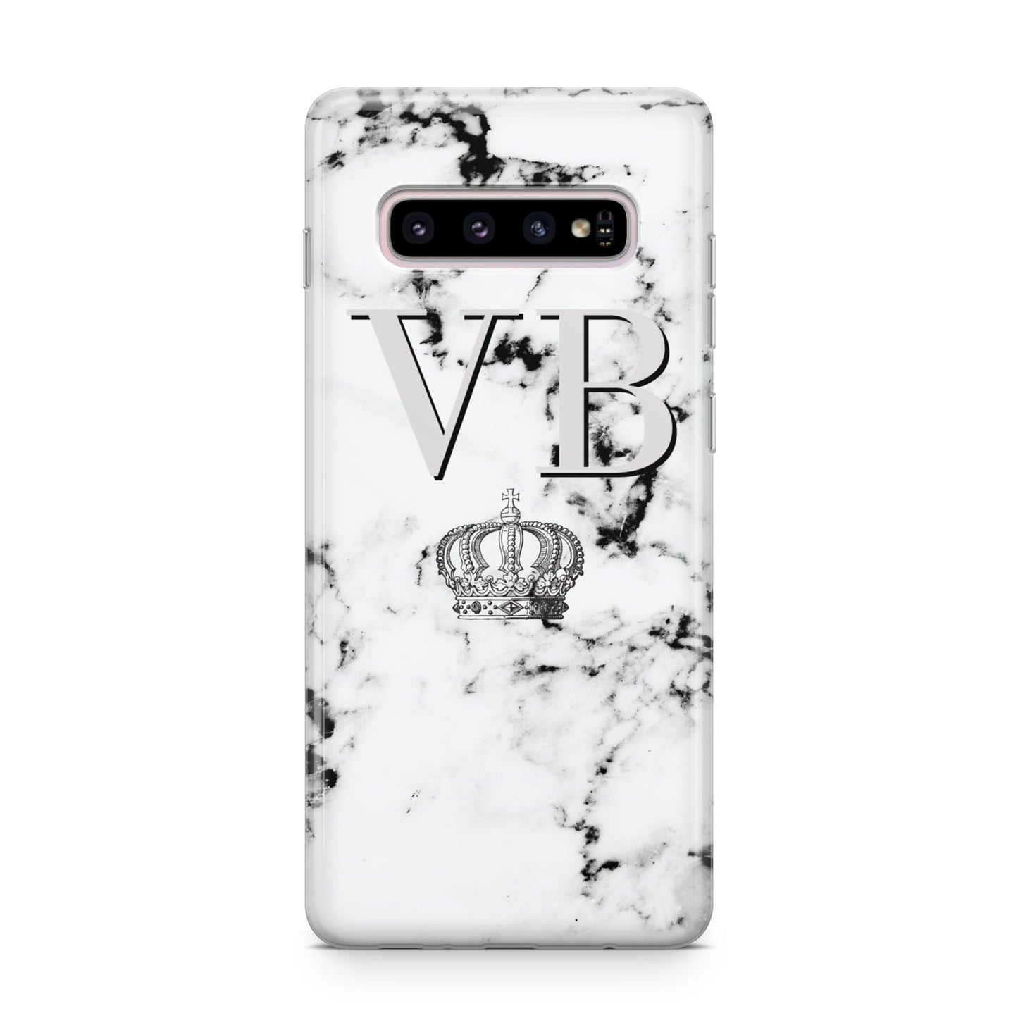 Personalised Crown Marble Initialed Grey Samsung Galaxy S10 Plus Case