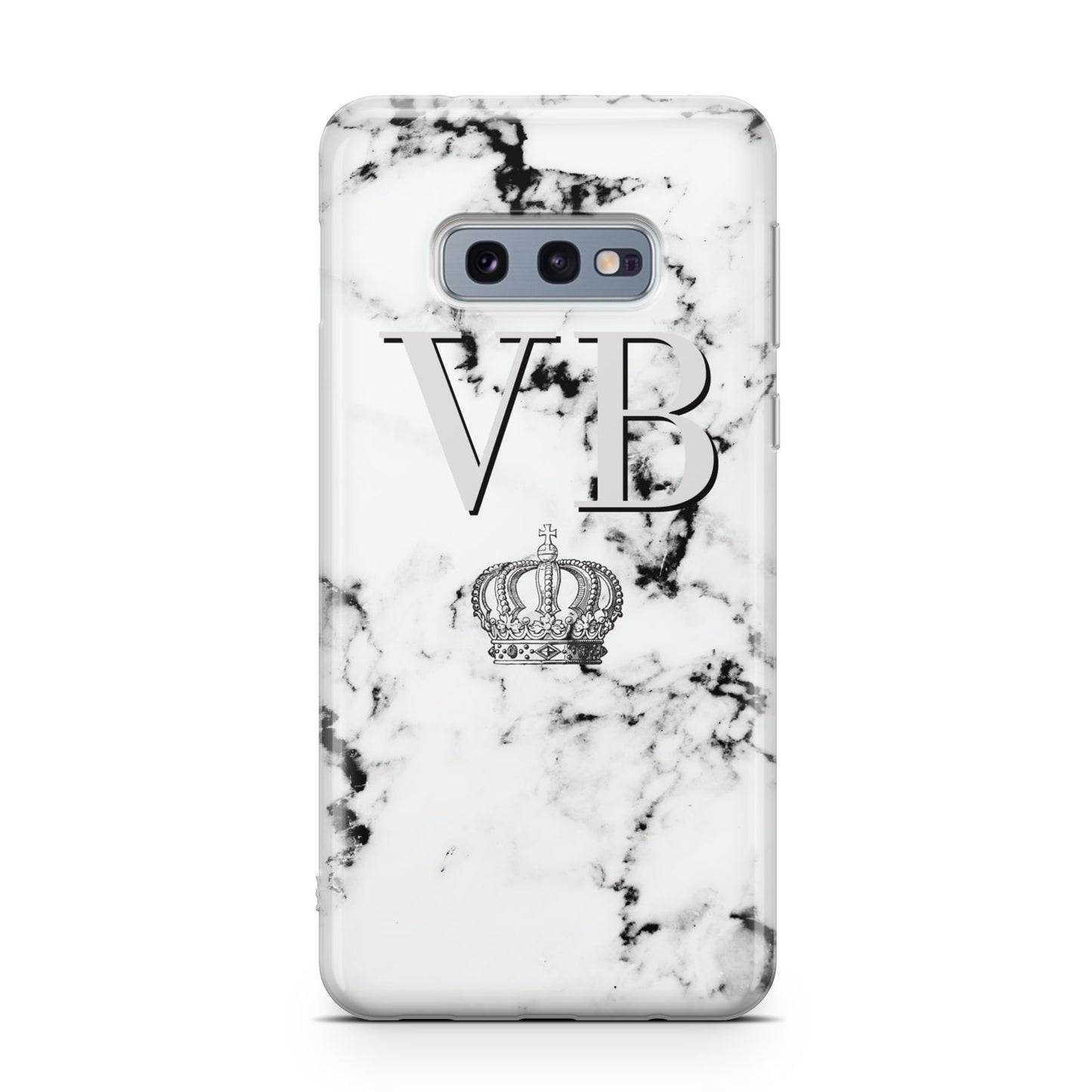 Personalised Crown Marble Initialed Grey Samsung Galaxy S10E Case