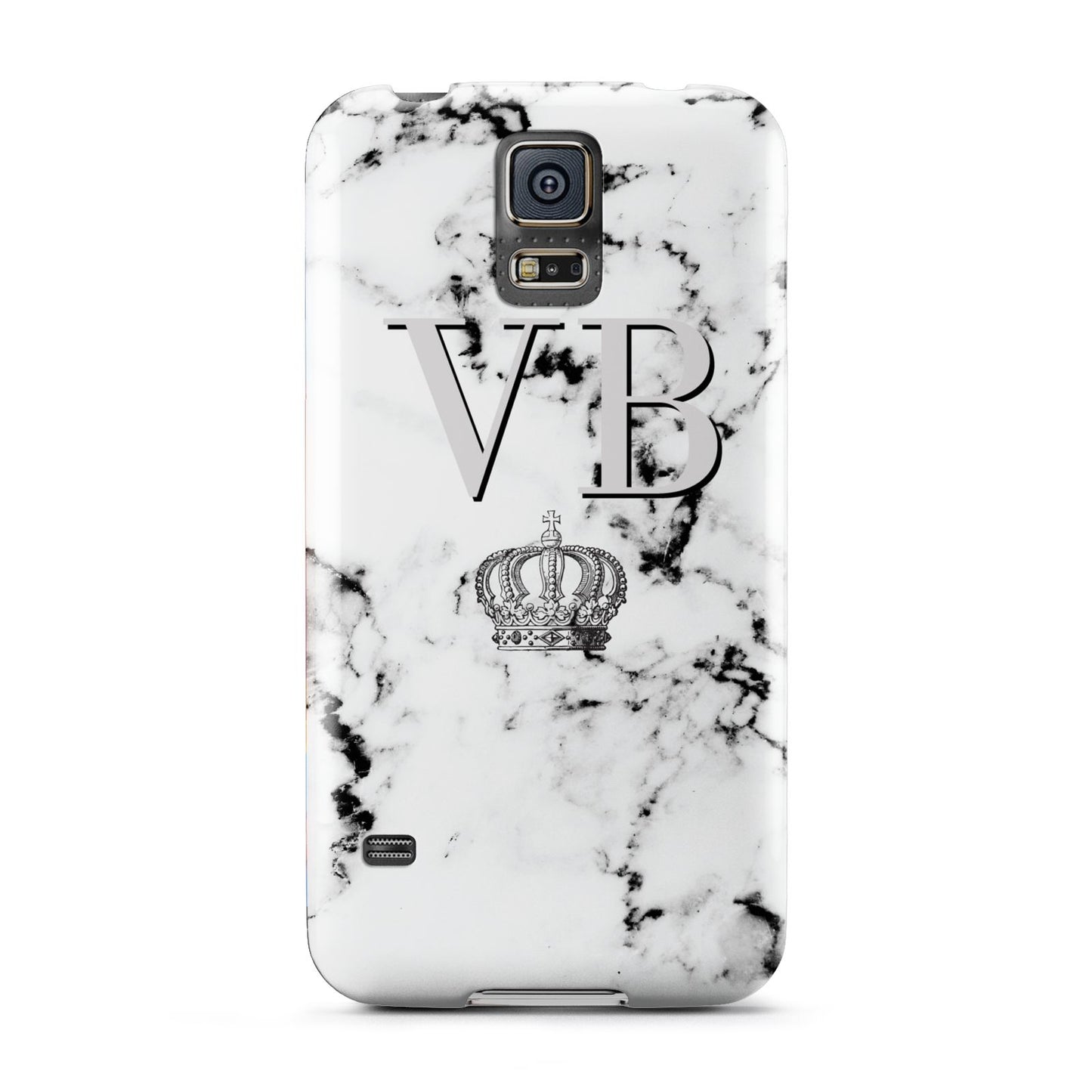 Personalised Crown Marble Initialed Grey Samsung Galaxy S5 Case