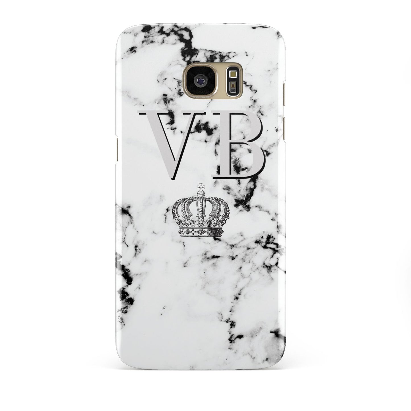 Personalised Crown Marble Initialed Grey Samsung Galaxy S7 Edge Case