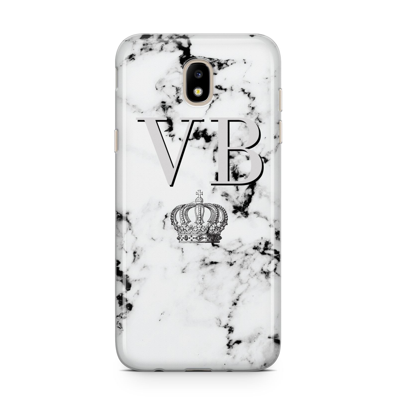 Personalised Crown Marble Initialed Grey Samsung J5 2017 Case